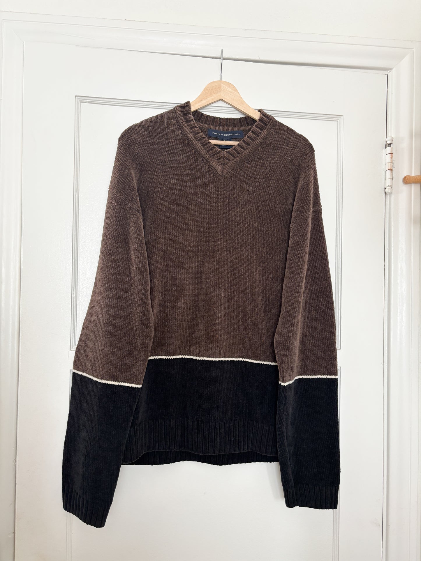 Vintage Chenille Striped Sweater (L)