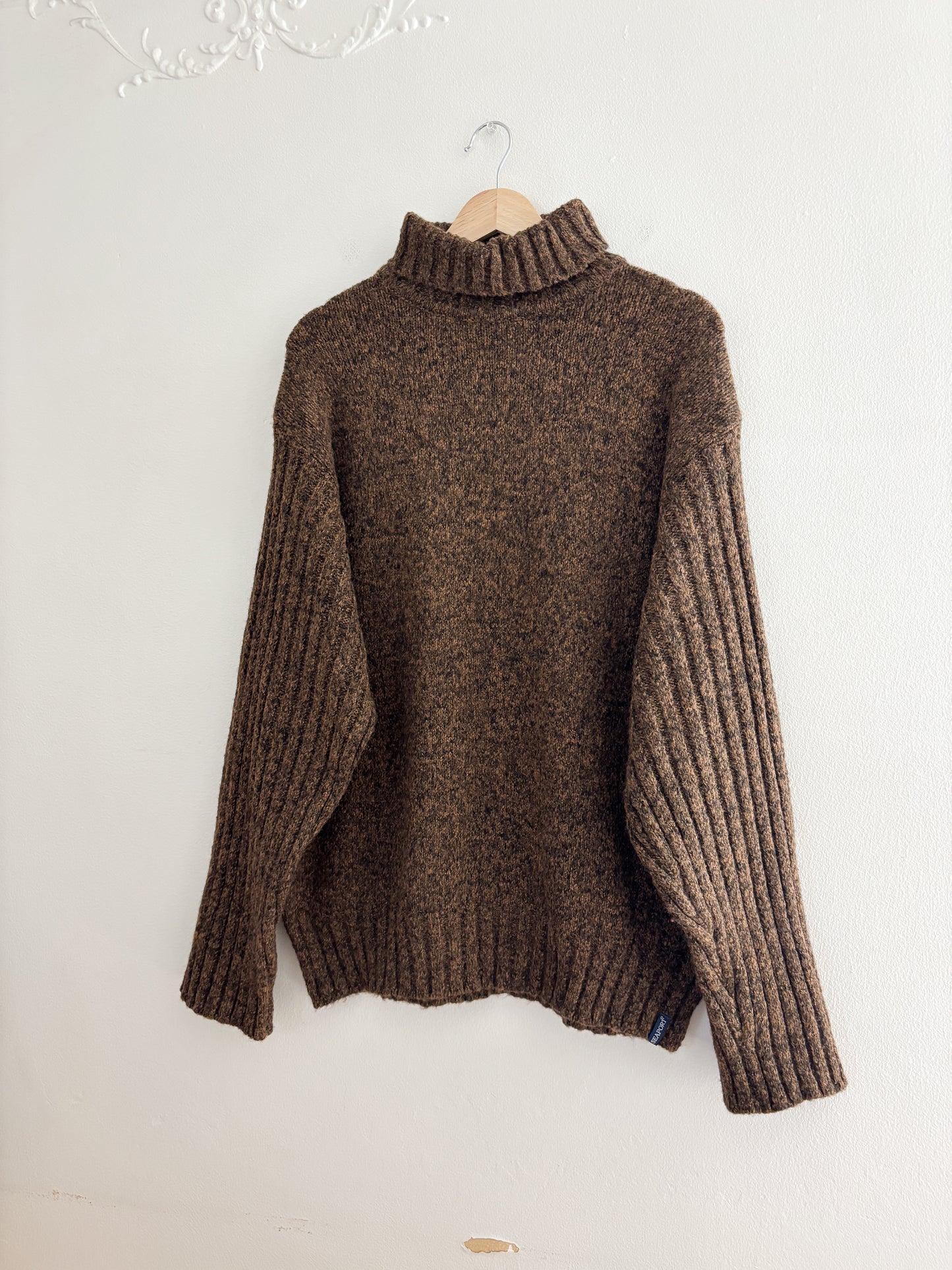 Seaport Brown Turtleneck Sweater (XXL)