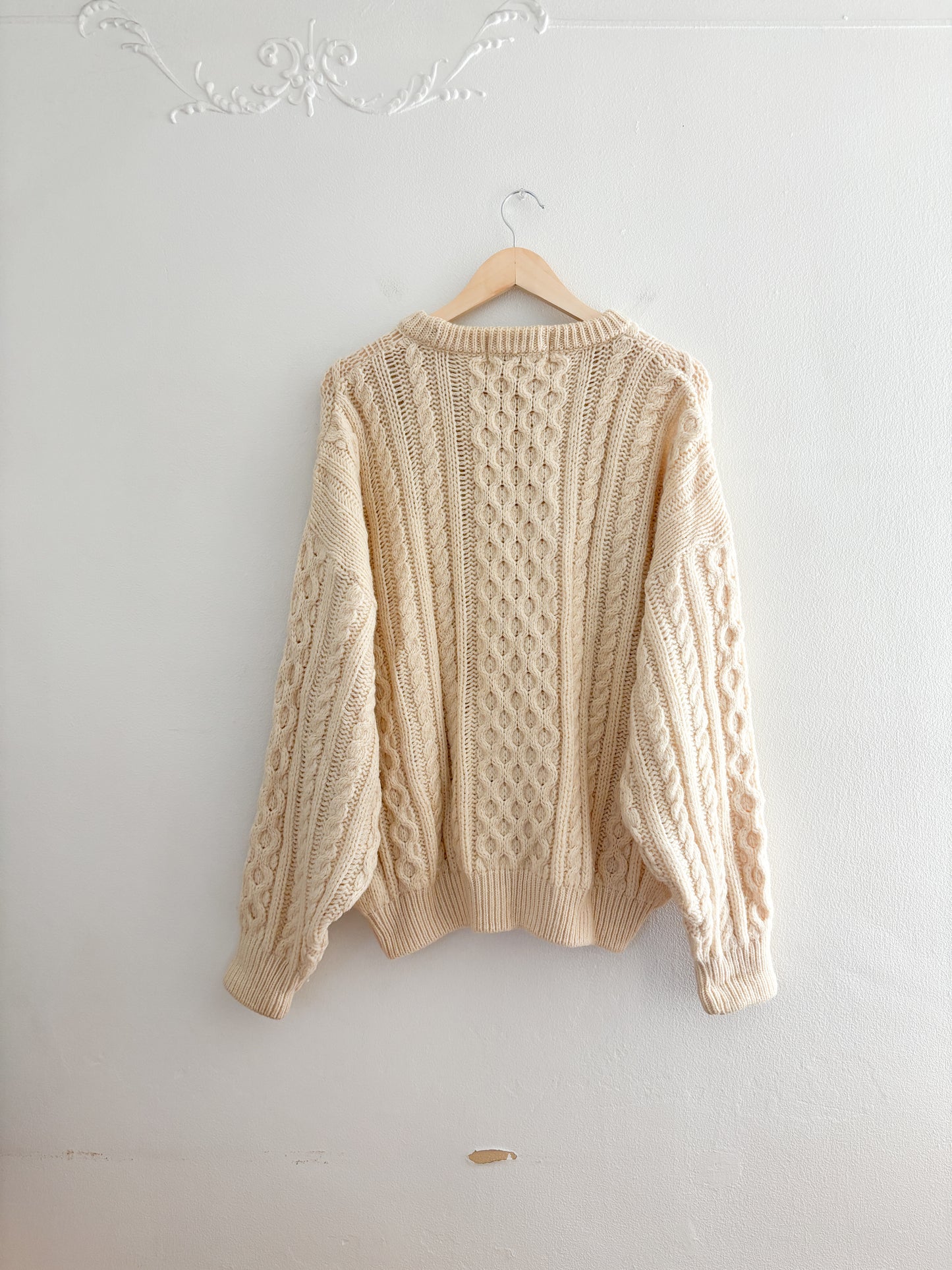 Vintage Cableknit Wool Sweater (XL)