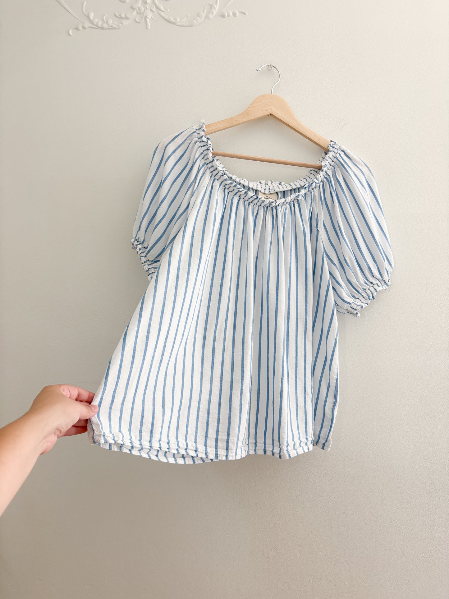Striped Puff Sleeve Blouse (L)