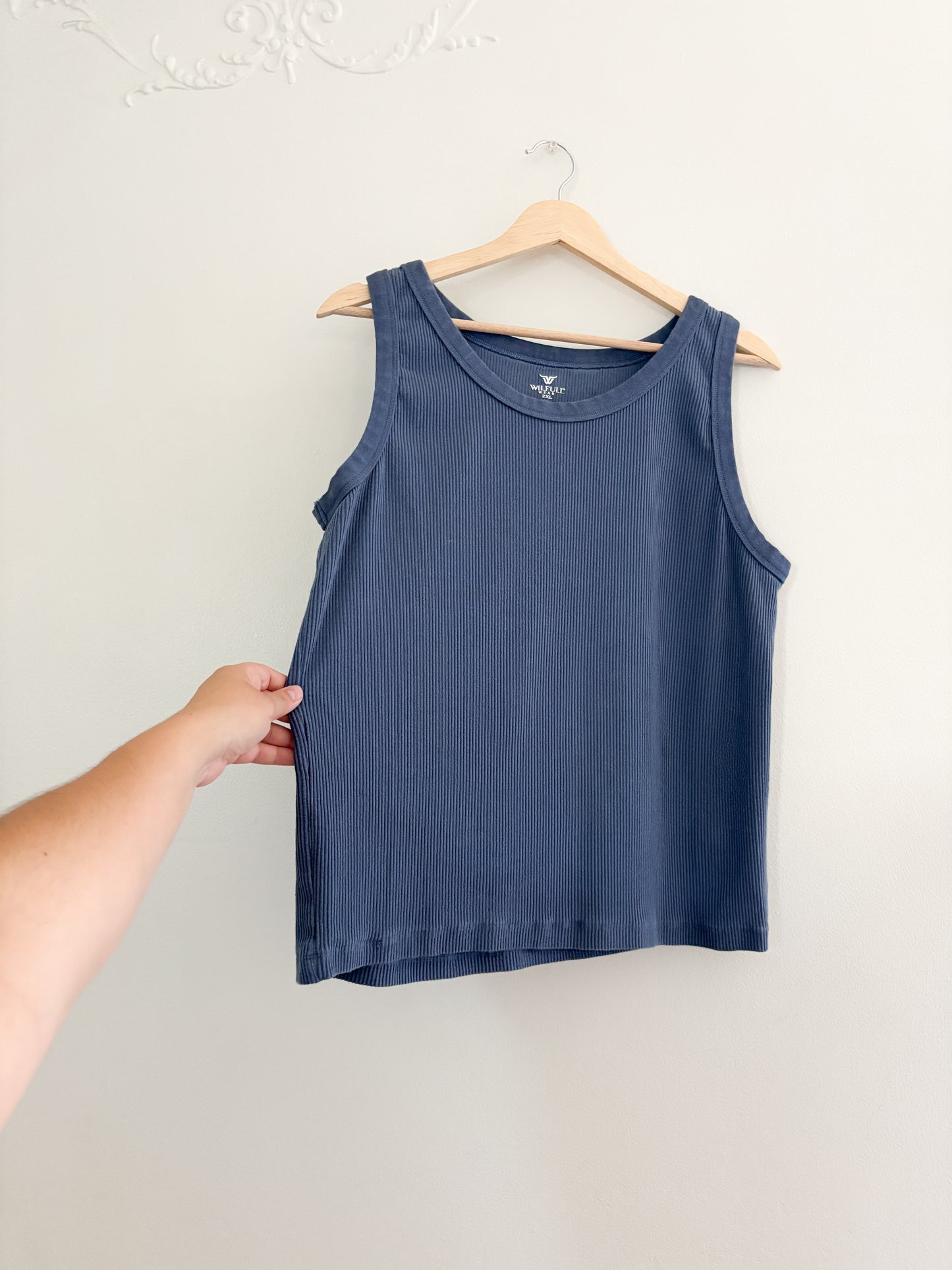 Blue Ribbed Tank Top (XXL)