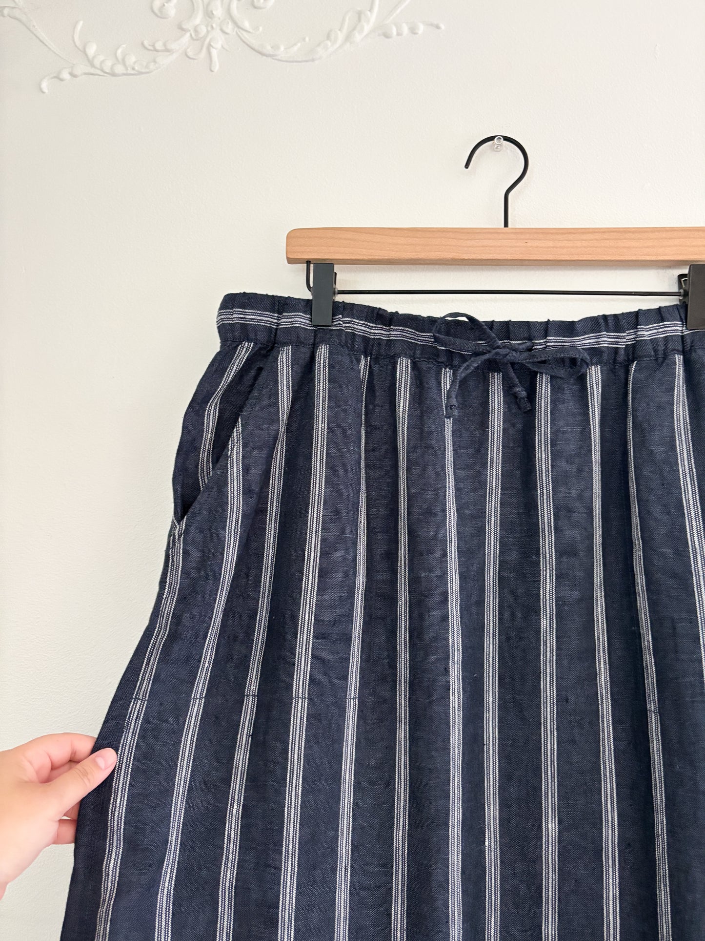 Garnet Hill Seaside Linen Maxi Skirt (L)