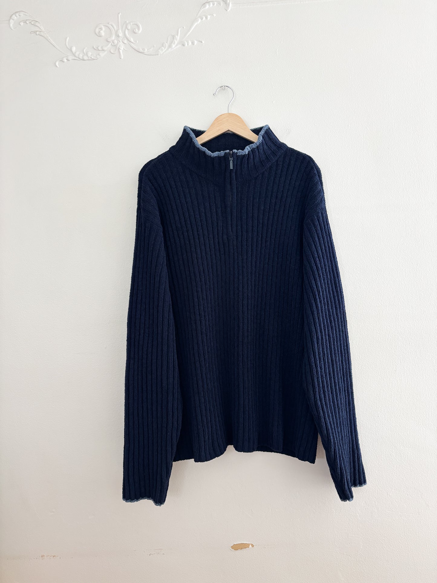 Vintage Chenille Ribbed Quarter Zip (XL)