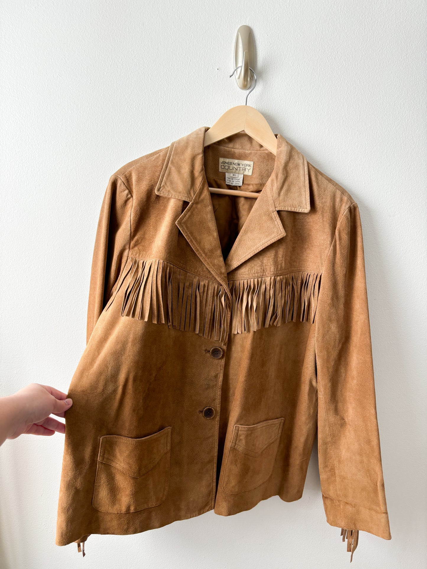 Vintage Jones NY leather Fringe Jacket (XL)
