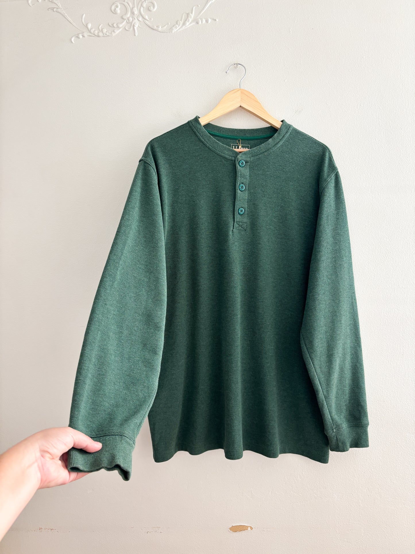 LL Bean Green Henley (L)