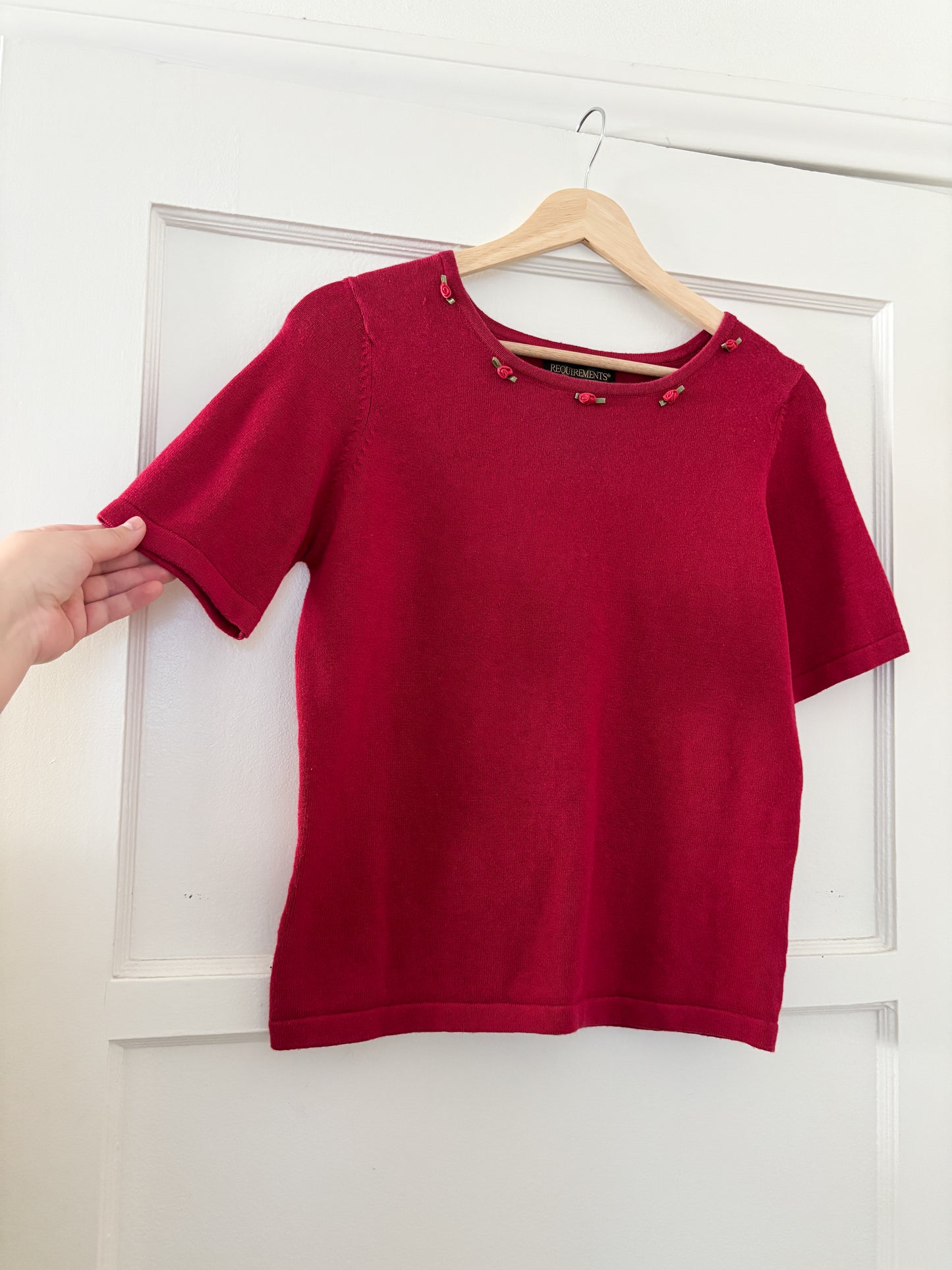 Vintage Red Floral Top (S/M)