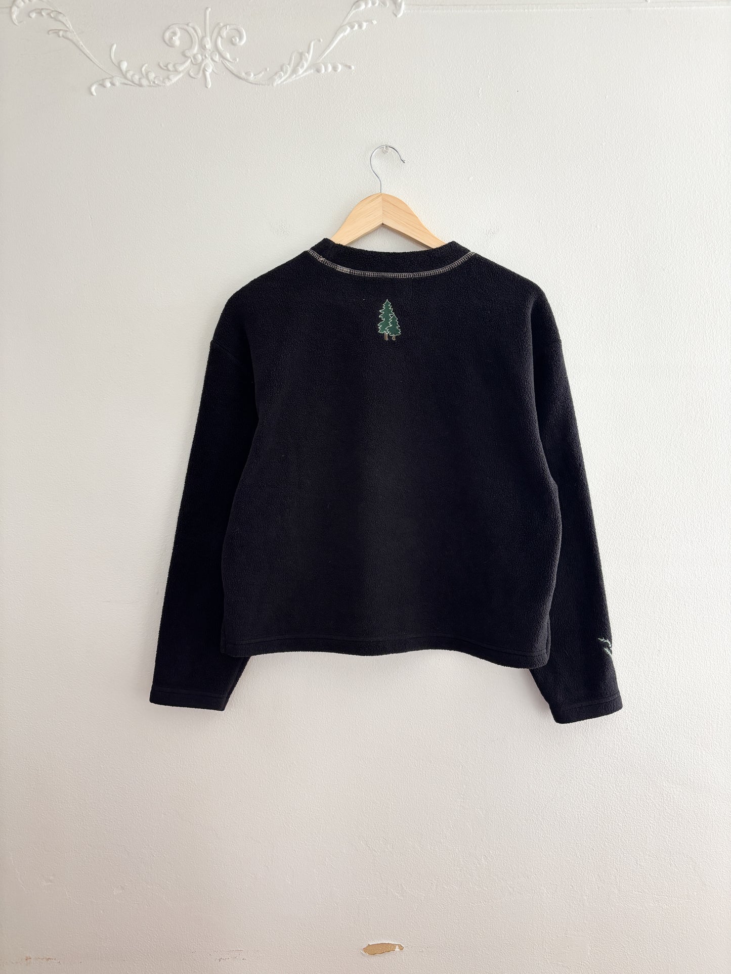 Vintage holiday patch fleece pullover (S)