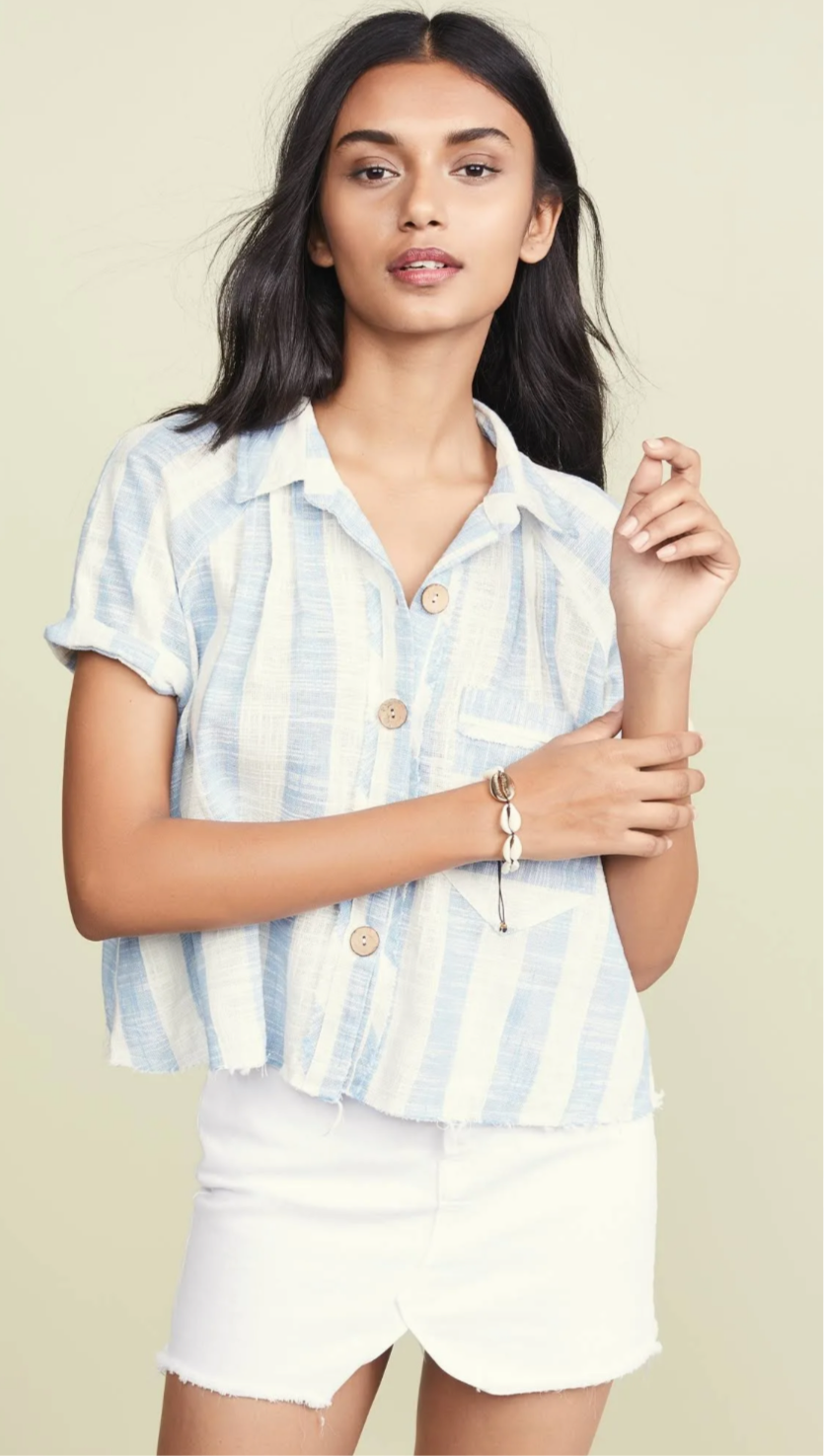 Free People Away At Sea Striped Top (L)
