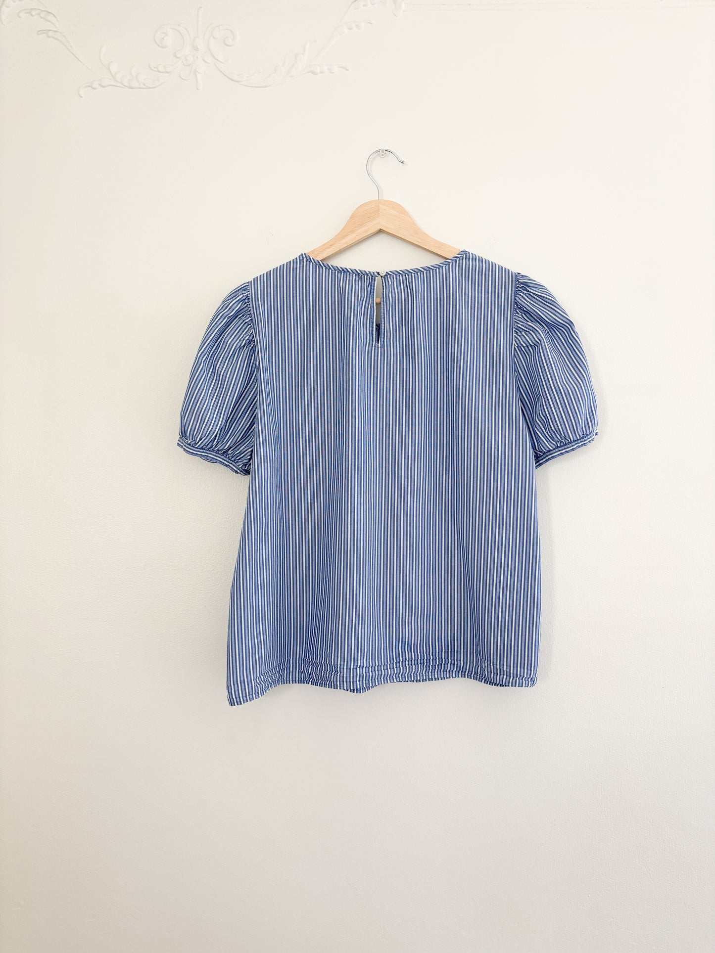 J Crew Striped Puff Sleeve Blouse (M)