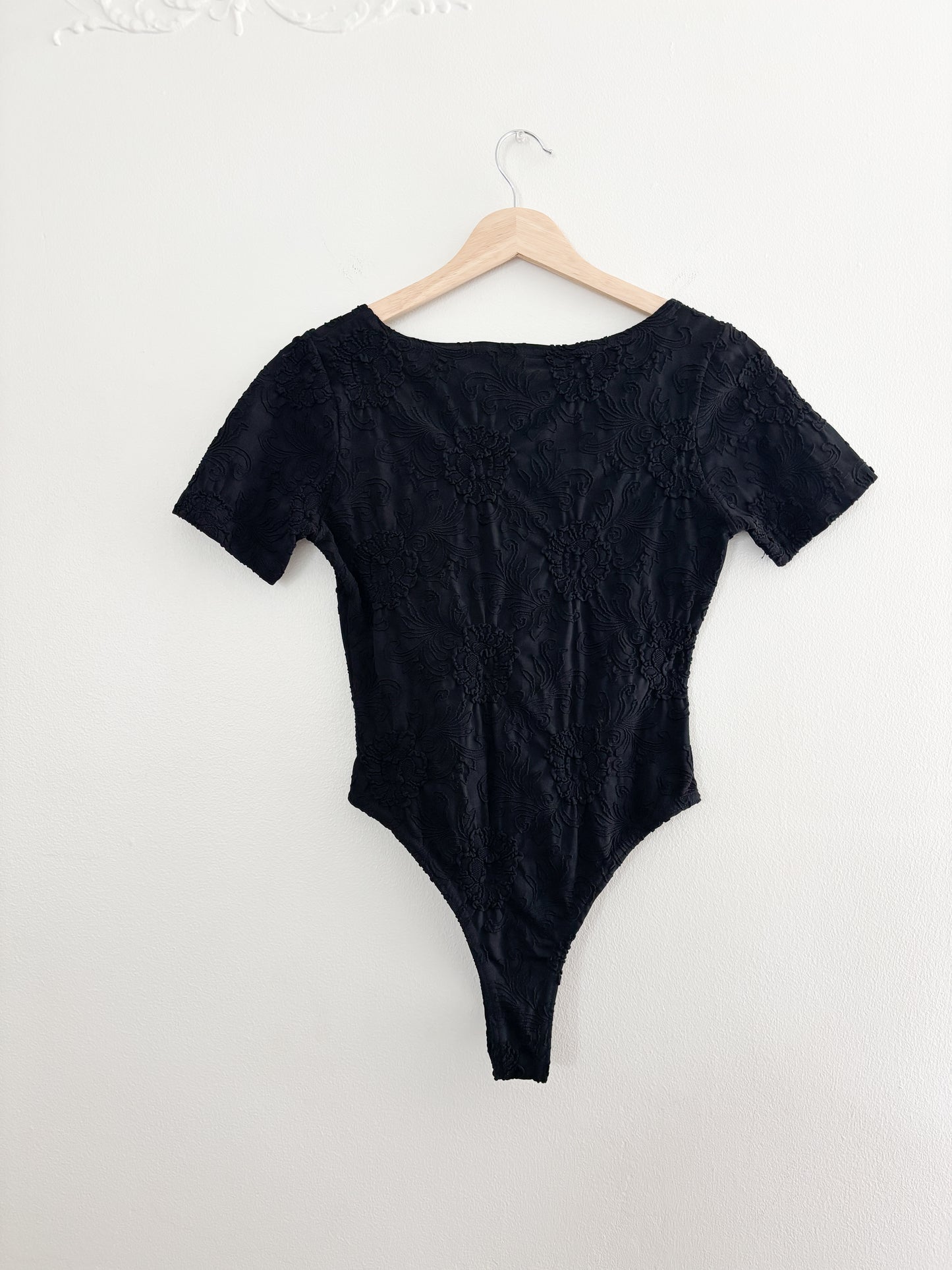 Vintage Floral Black Bodysuit (M)