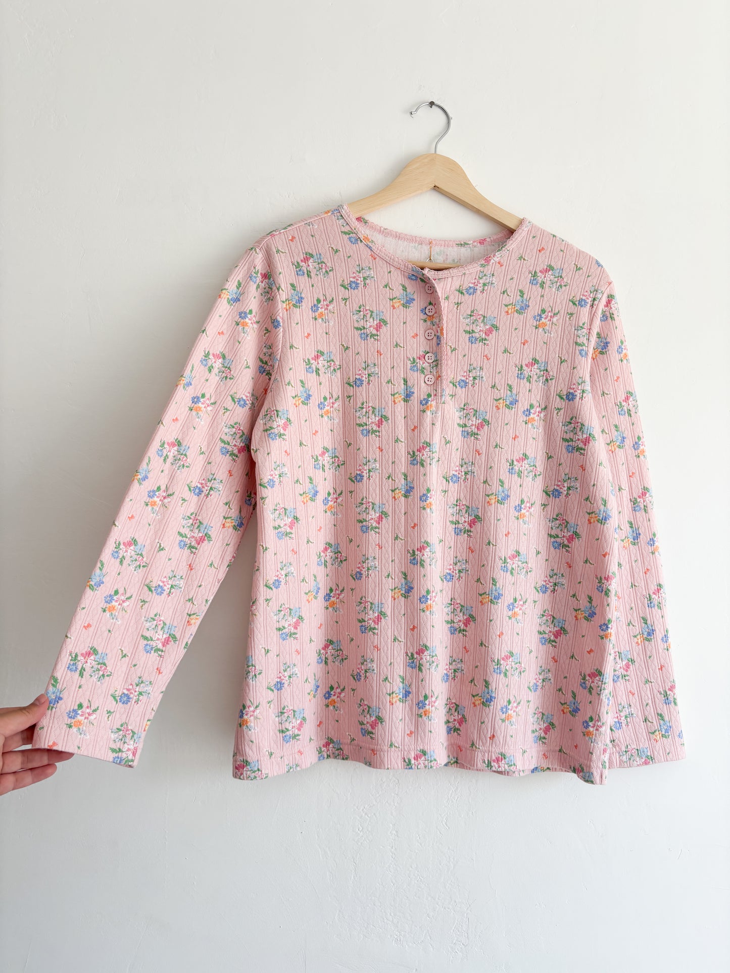 Blaire Pink Floral Henley (M)