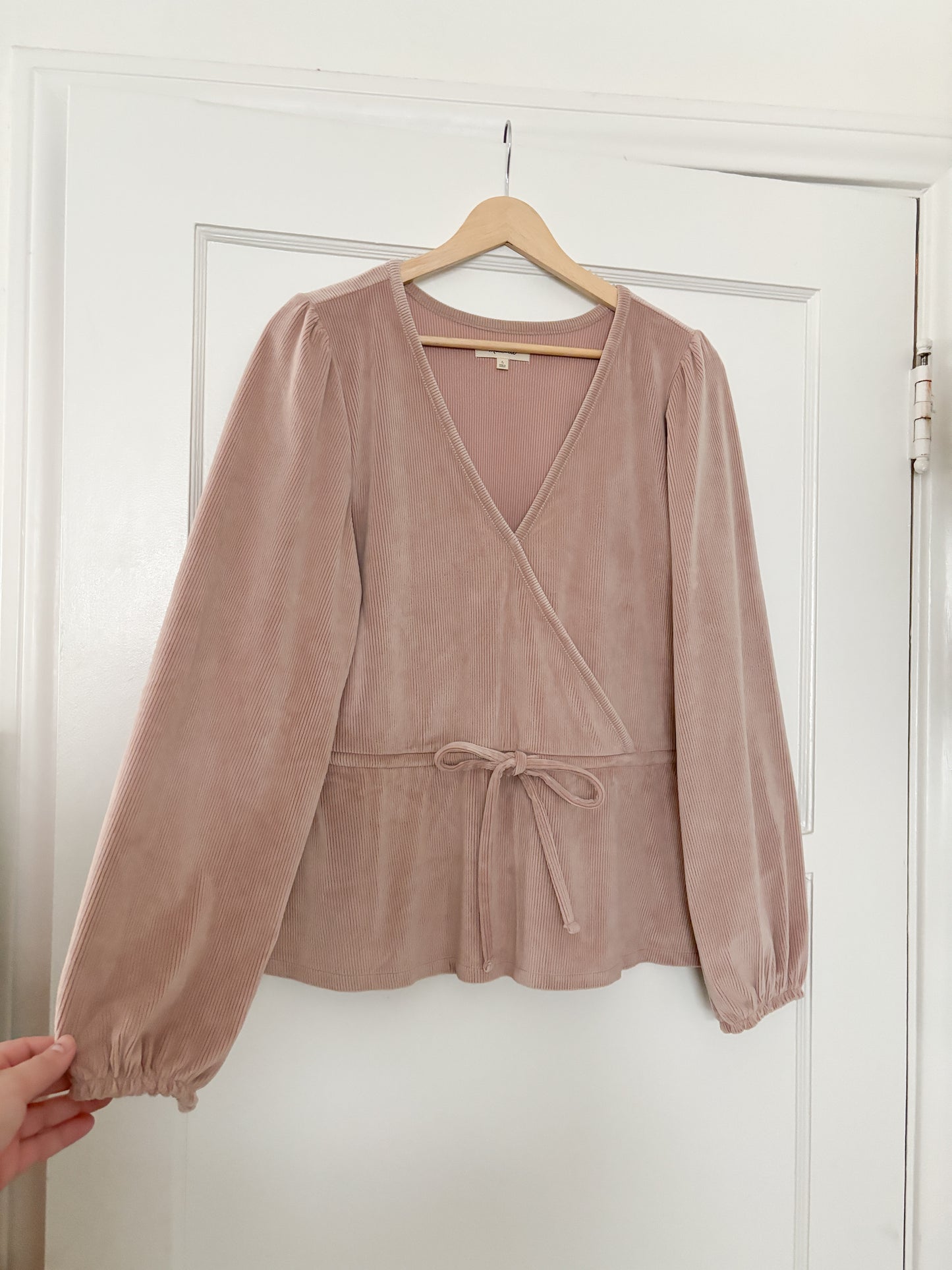 Madewell Corduroy Tie-Front Faux-Wrap Top (L)