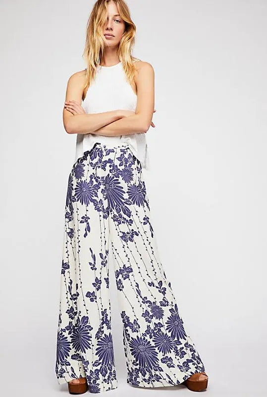 Free People Floral Blue Pants (10)