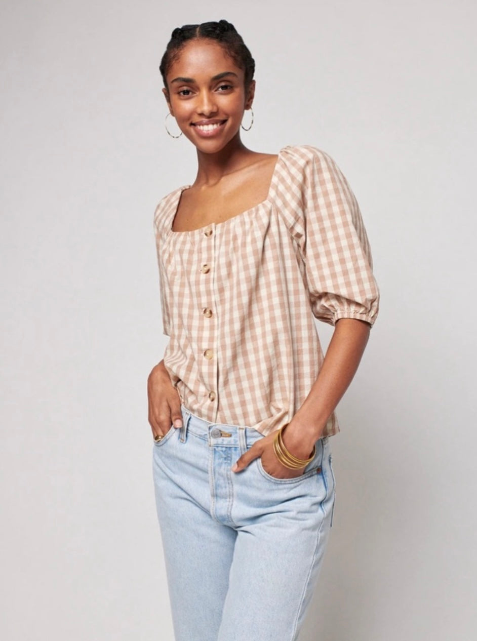 Faherty Gingham Blouse (XL)