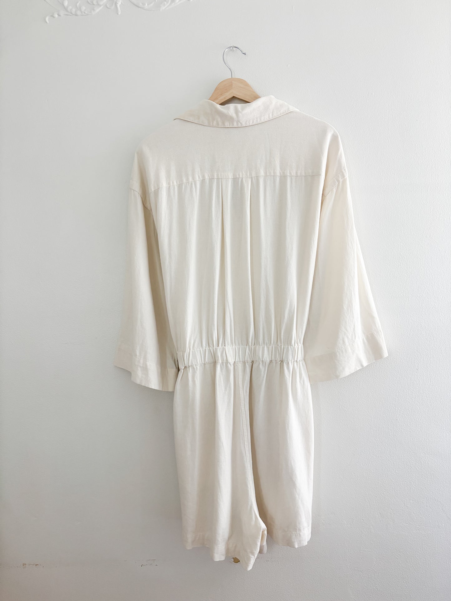 Free Assembly Linen Blend Romper (L)