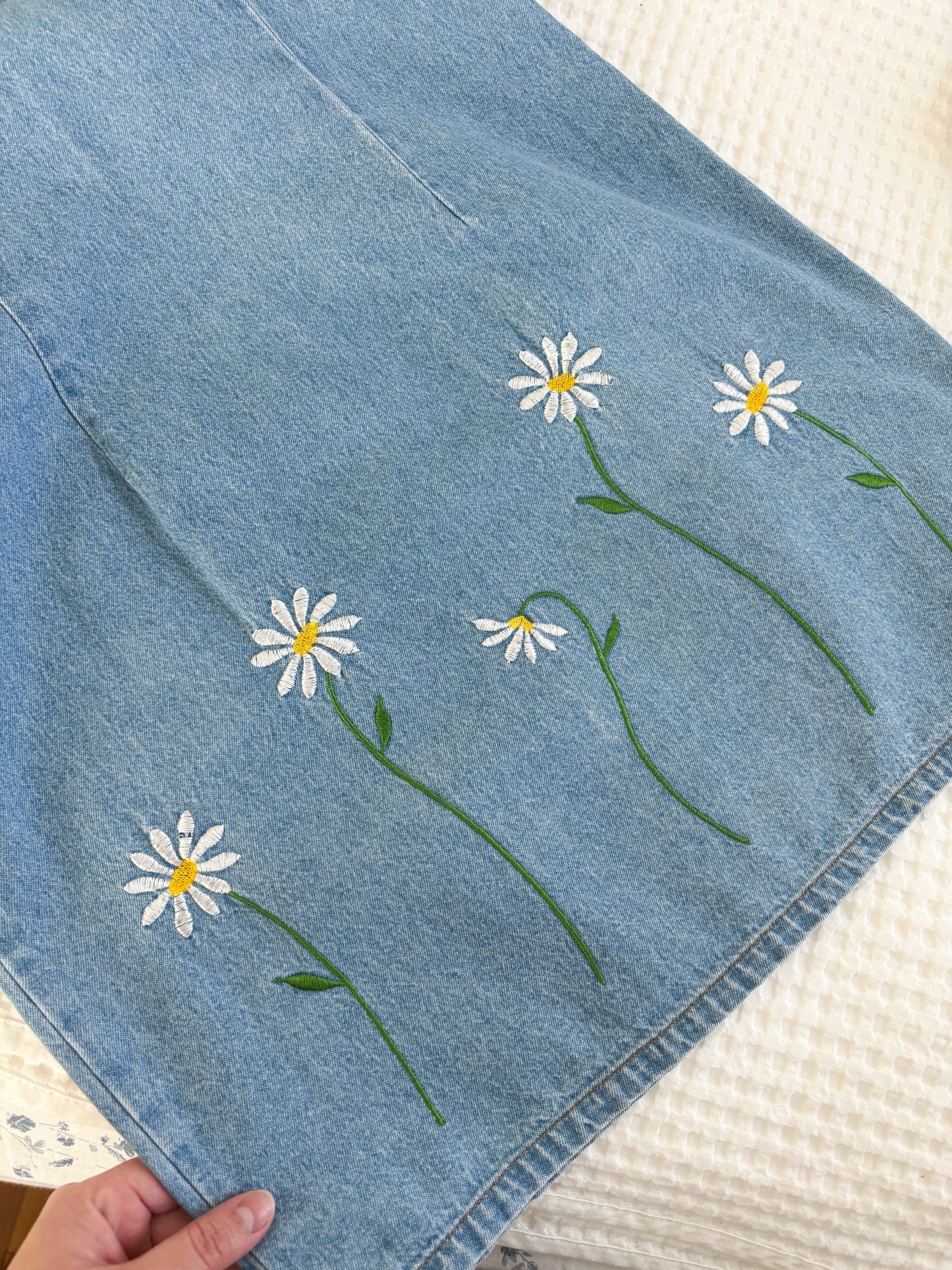 Vintage Denim Daisy Dress (S/M)