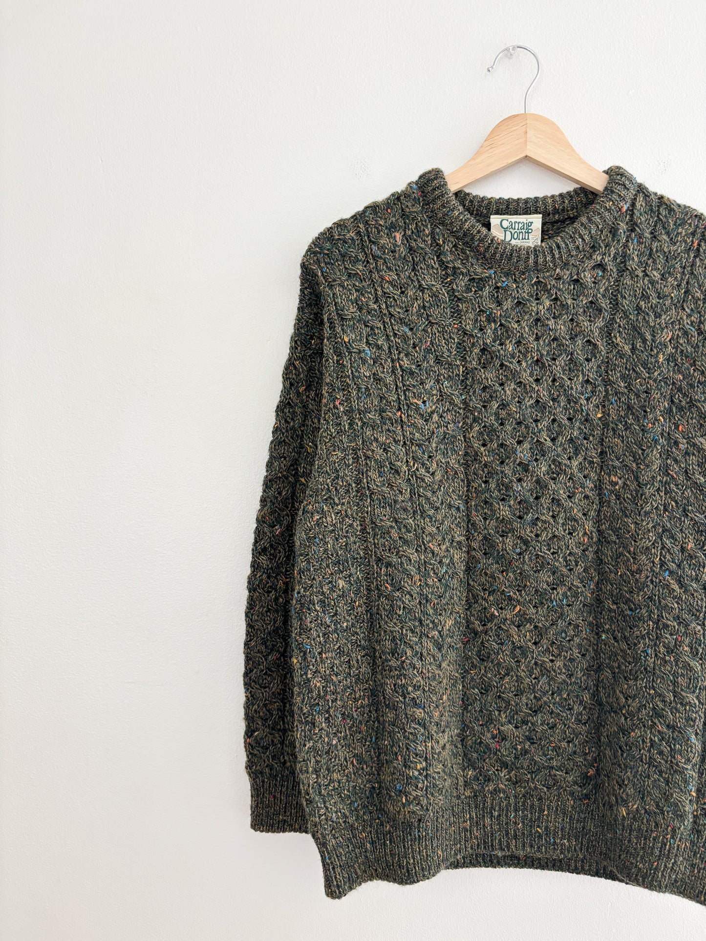 Vintage Green Speckled Fisherman Sweater (S)