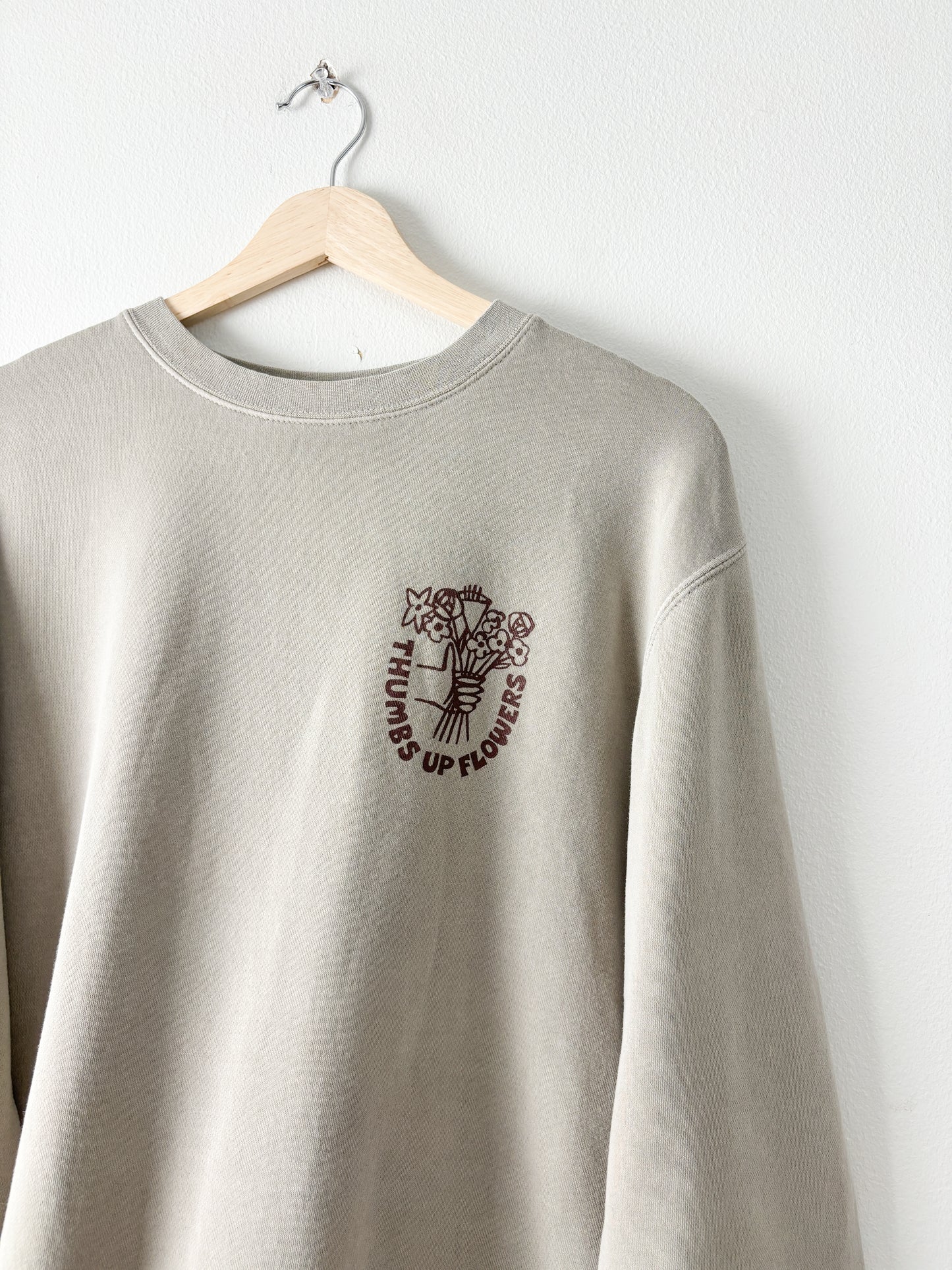 “Thumbs Up” Floral Printed Crewneck
