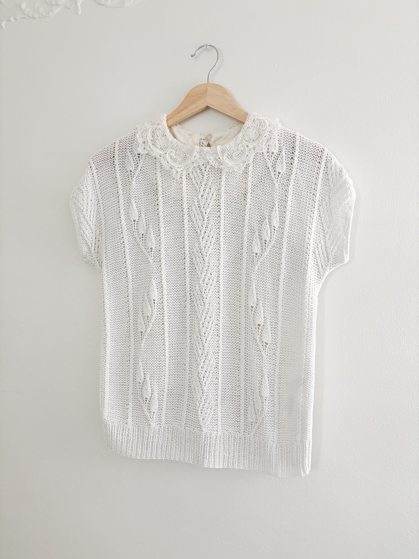 Vintage Hand Knit Collared Top (S)