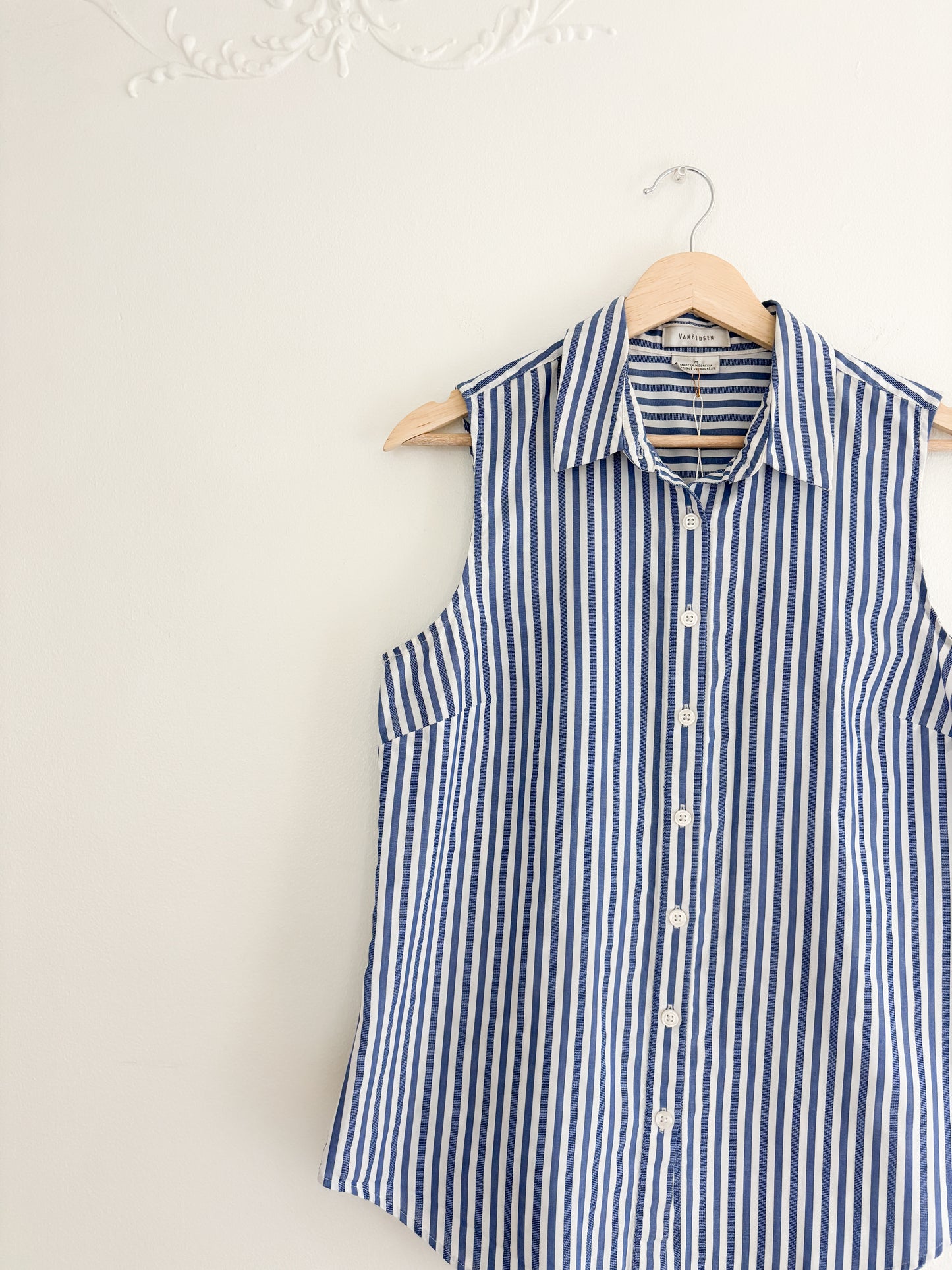 Vintage Blue Striped Collar Tank (M)
