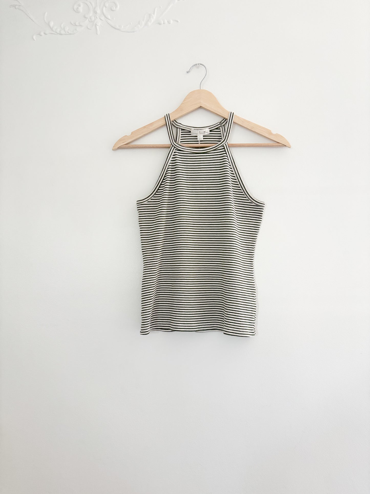 Green Striped Ribbed Tank (S)