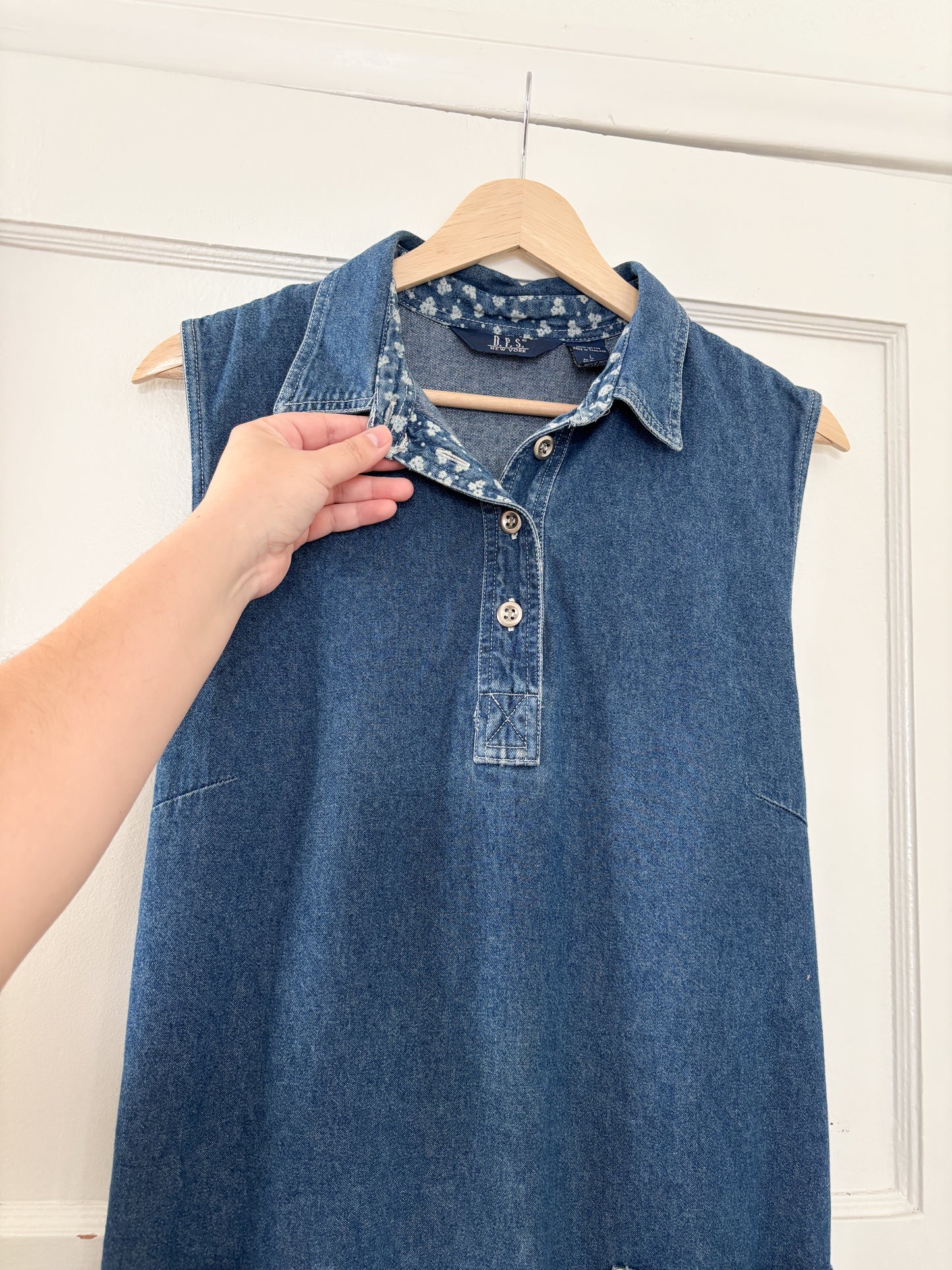 Vintage Collared Denim Dress (L)