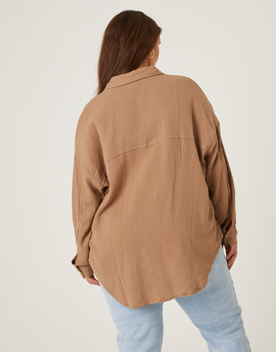 Brown Gauze Button up (L)