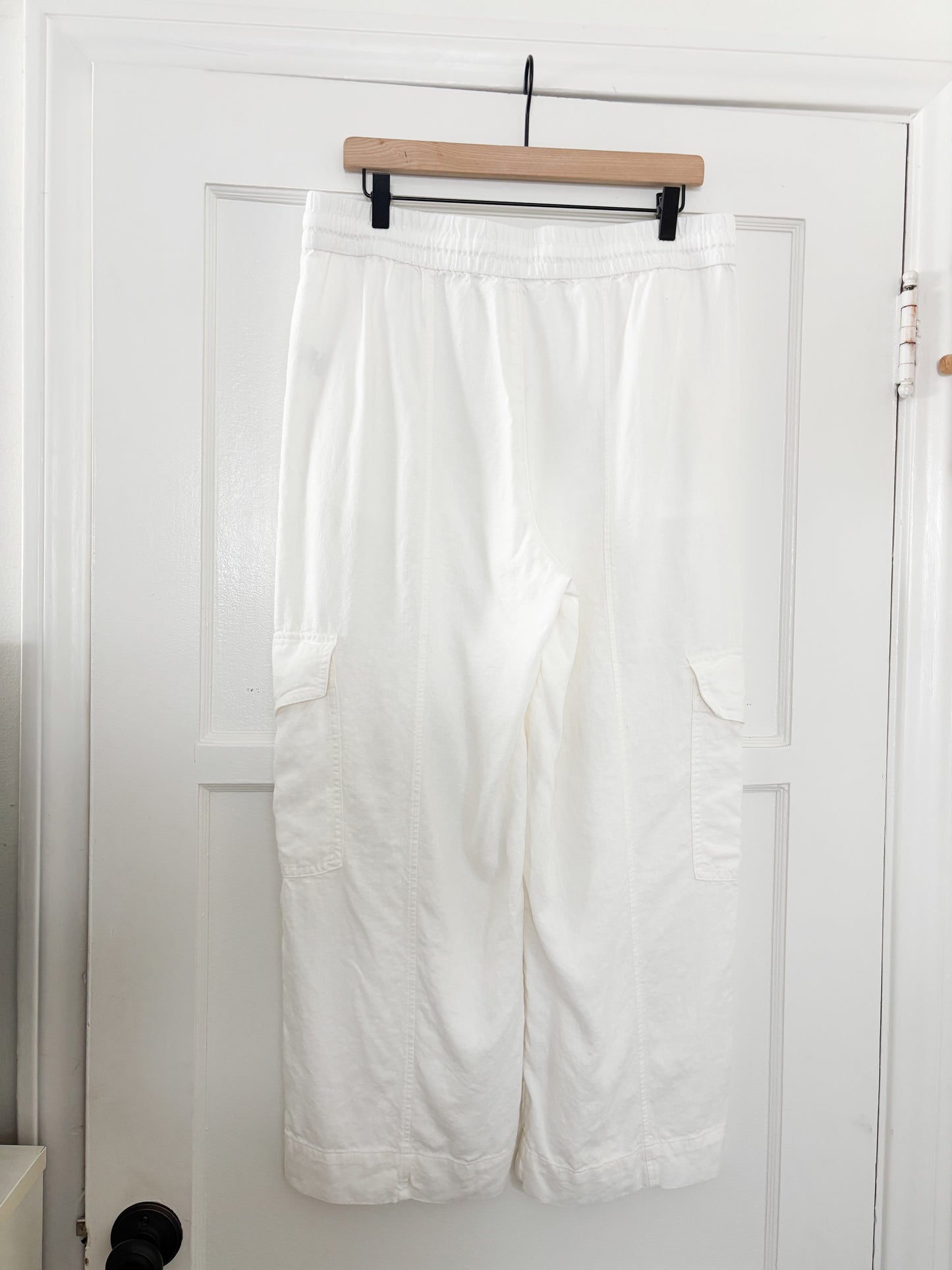 White Linen Blend Easy Pants (L)