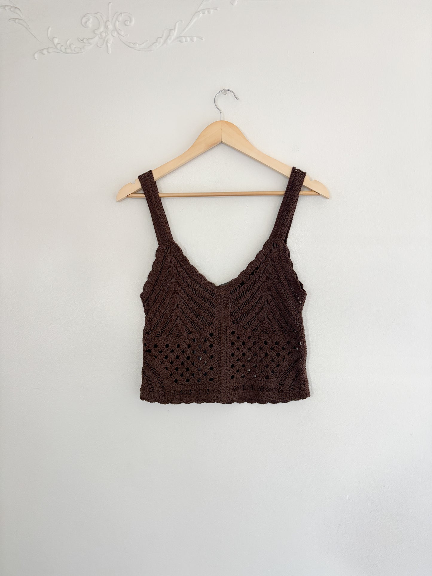NWT Brown Crochet Tank Top (M)