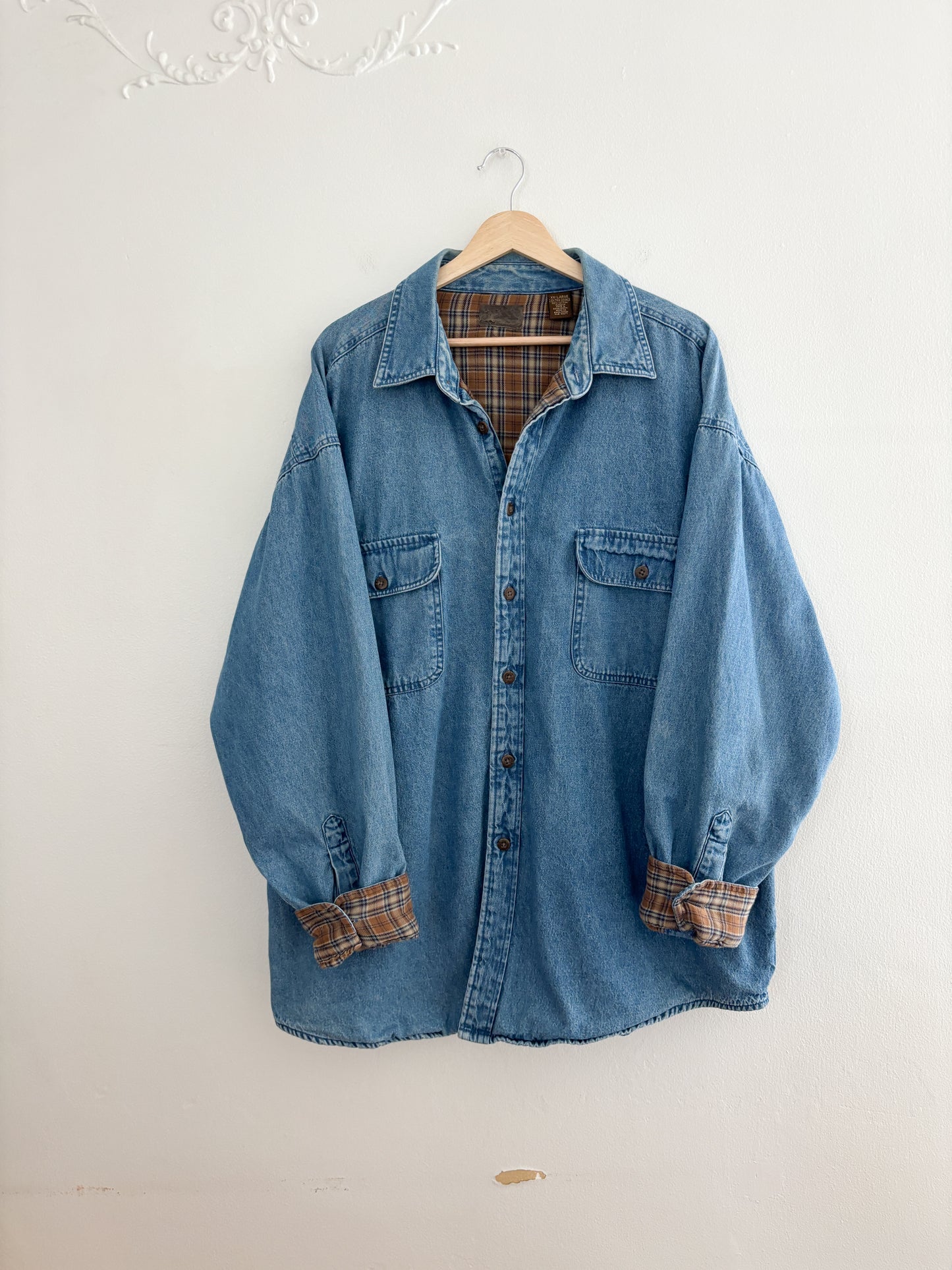 Vintage Flannel Lined Denim Shacket (XXL)