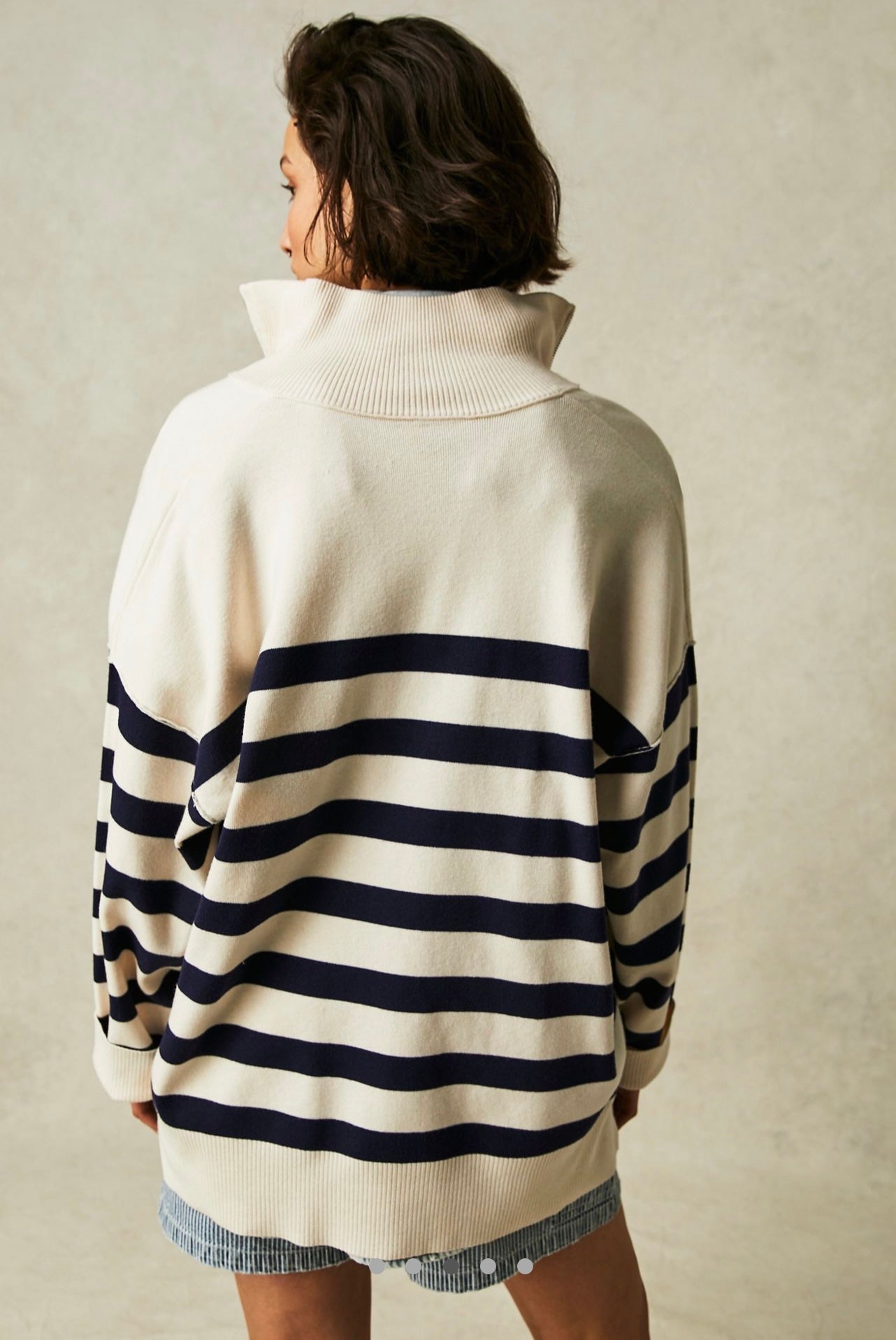 Free People Coastal Striped Quarter Zip