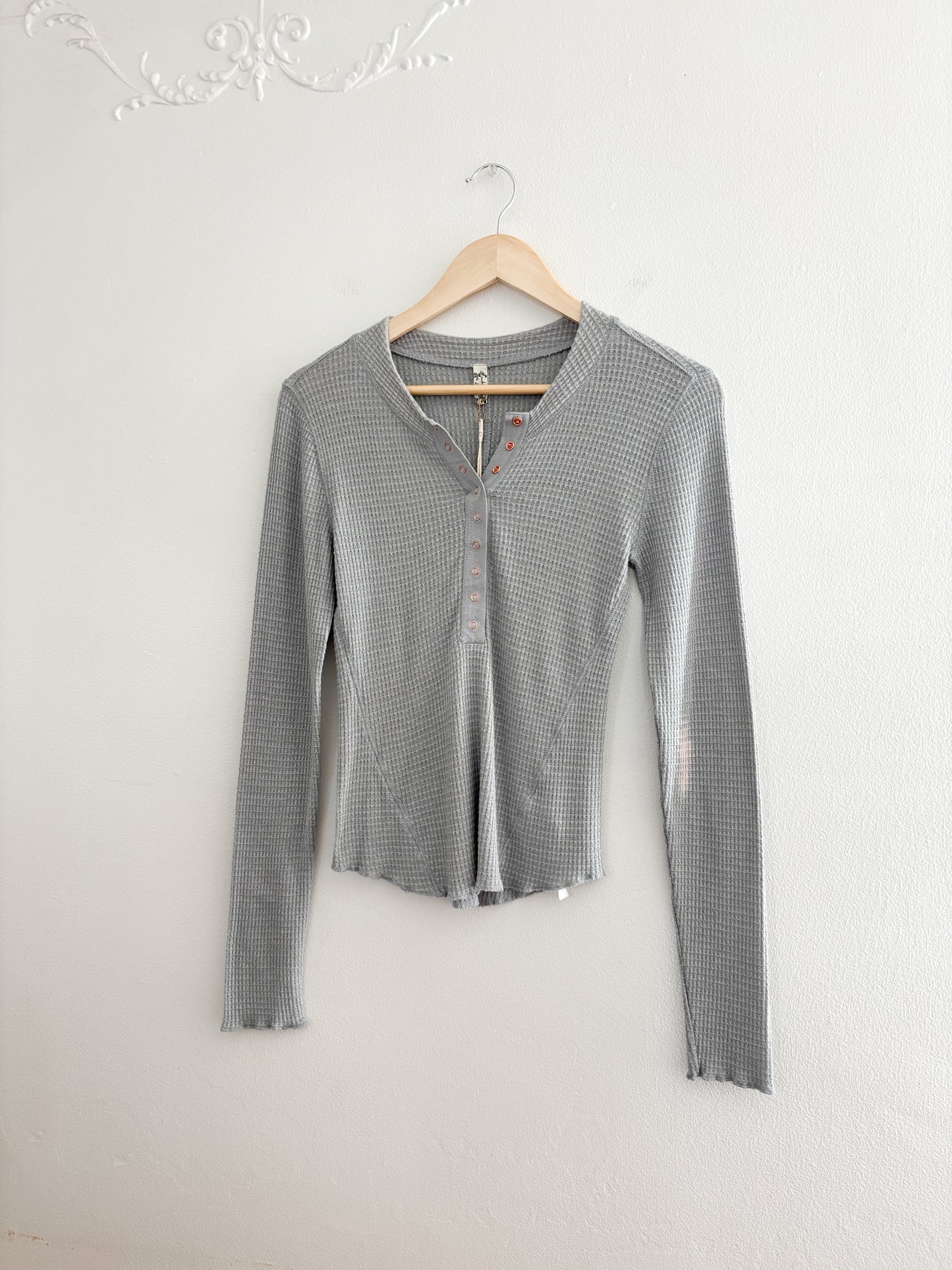 Free People Waffle Henley Top (M)