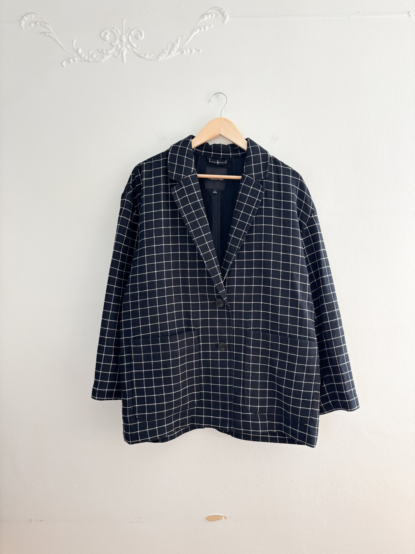 Madewell Black Windowpane Blazer (L)