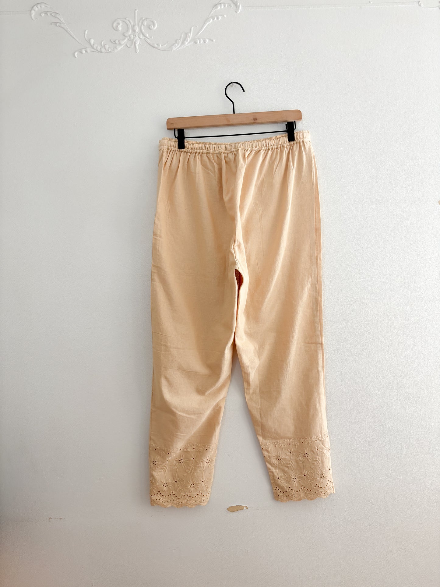 Yellow Cotton Blend Easy Pants (L)