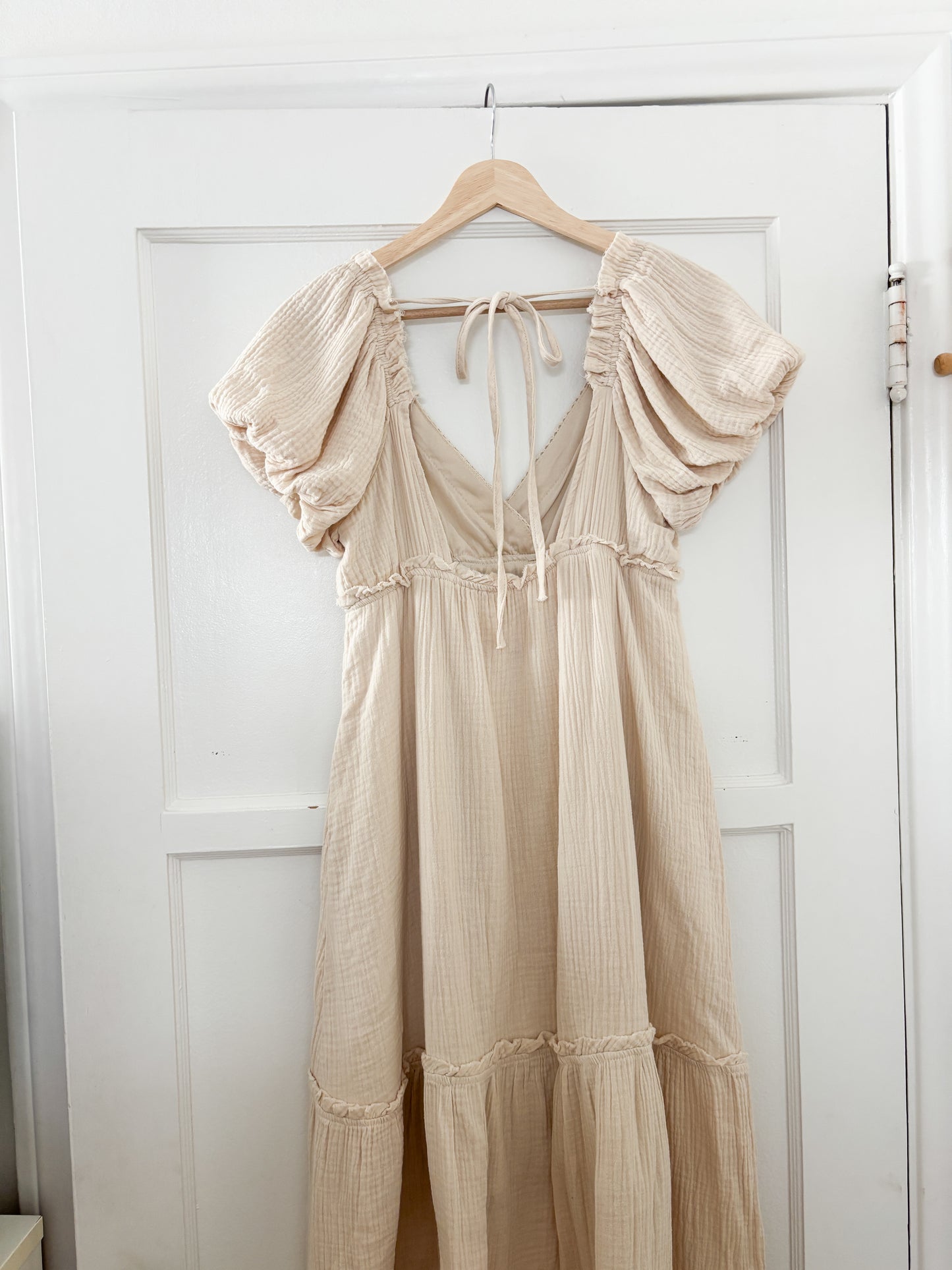 Neutral Cotton Gauze Dress (M)