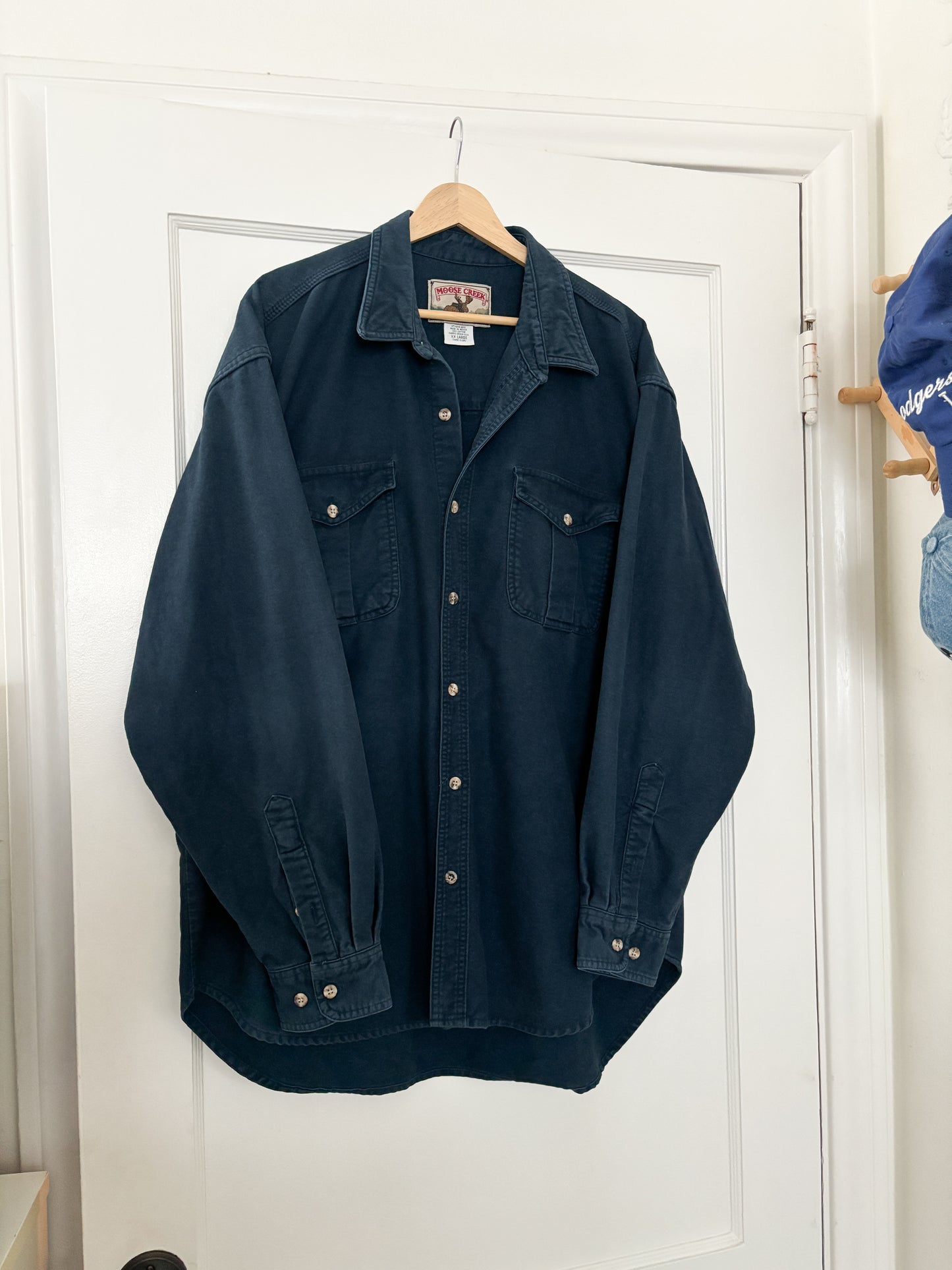 Vintage Navy Button Down Shirt (XXL)