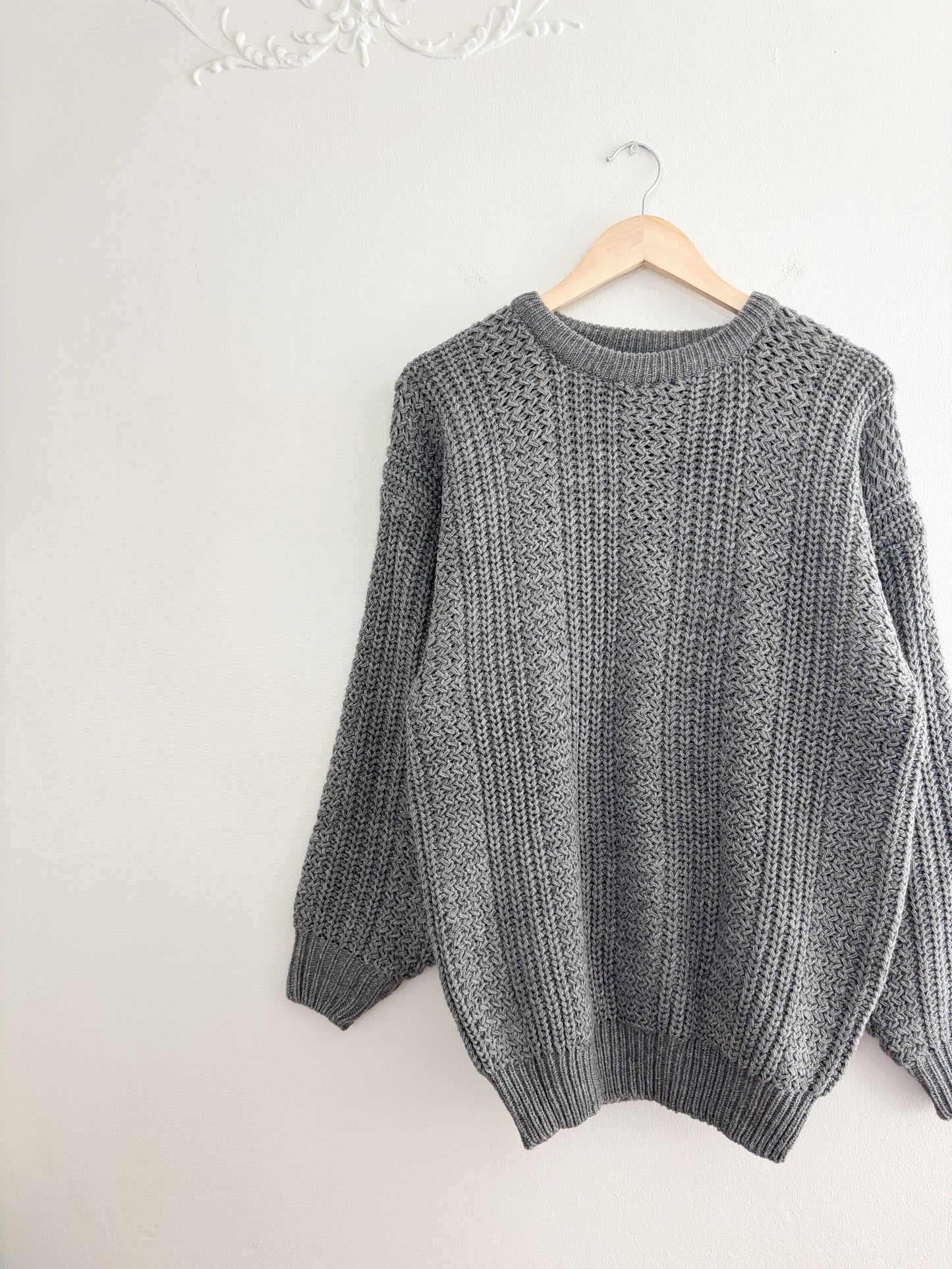 Vintage Grey Knit Sweater (M)