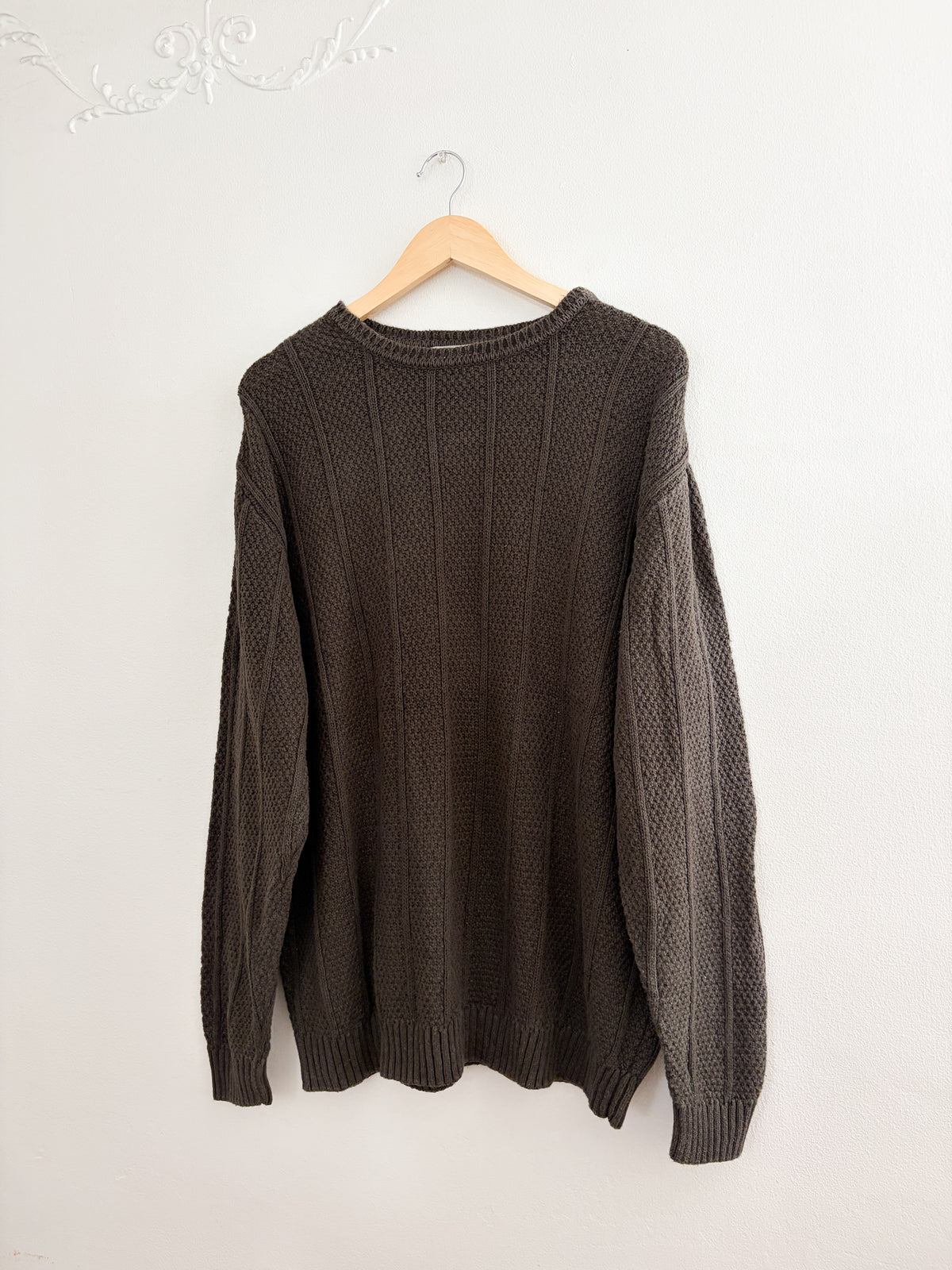Vintage Olive Cotton Blend Sweater (XL)