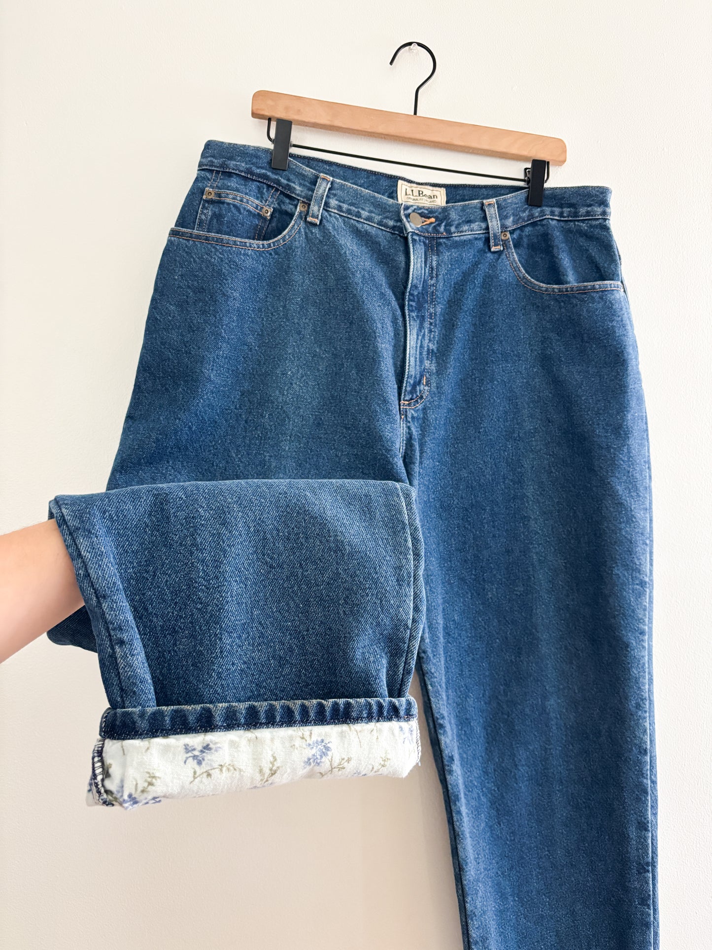 Vintage LL Bean Floral Lined Jeans (35/36”)