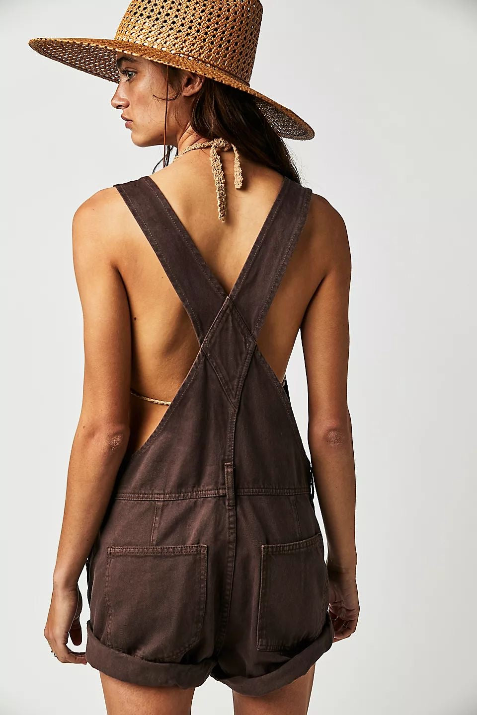 Free People Brown Ziggy Overalls