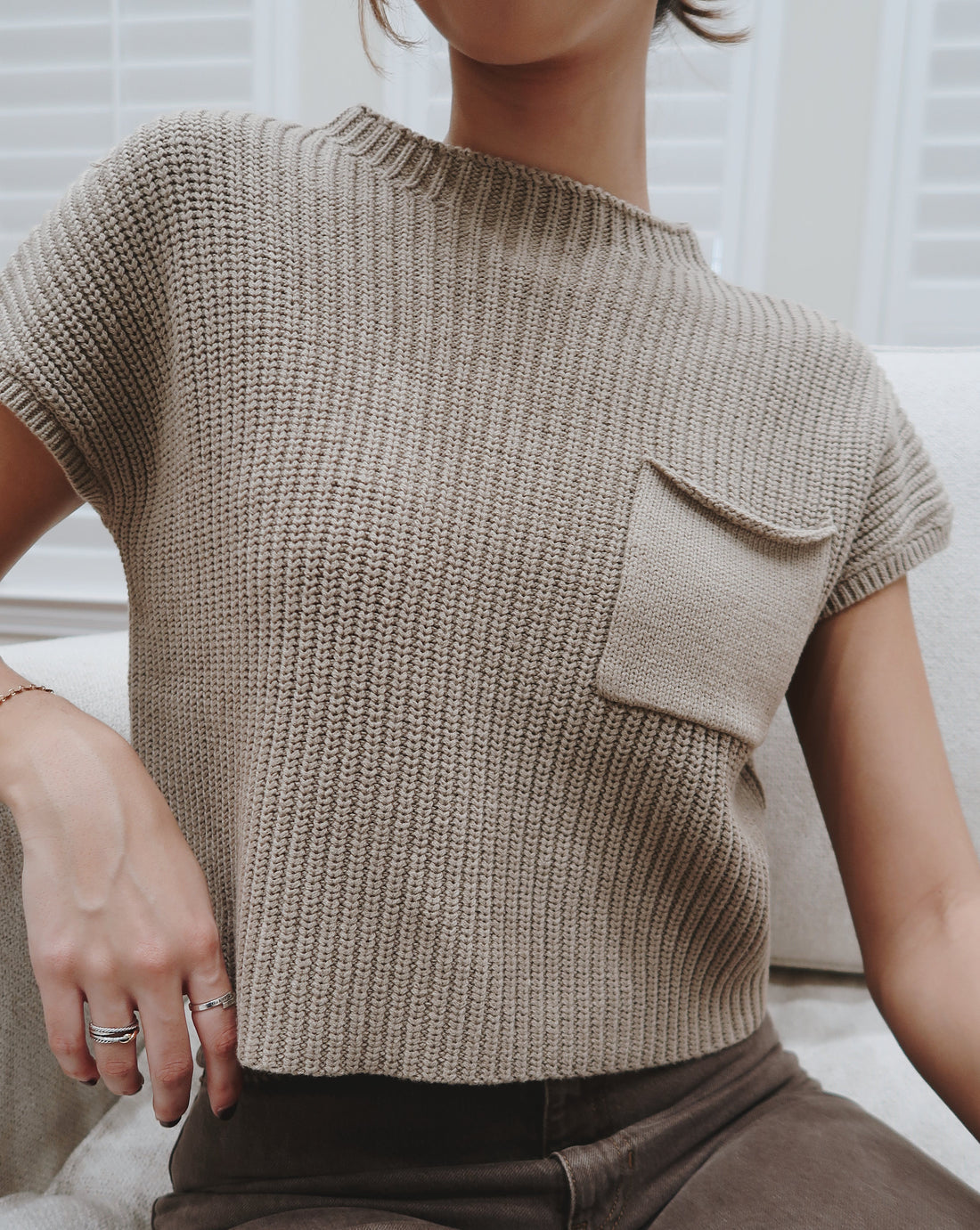 Knitted pocket top (S)