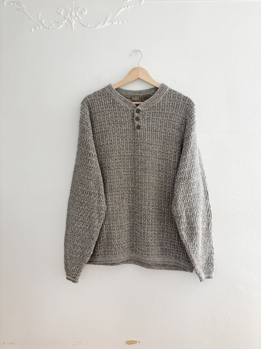 Vintage Heathered Henley Sweater (XL)