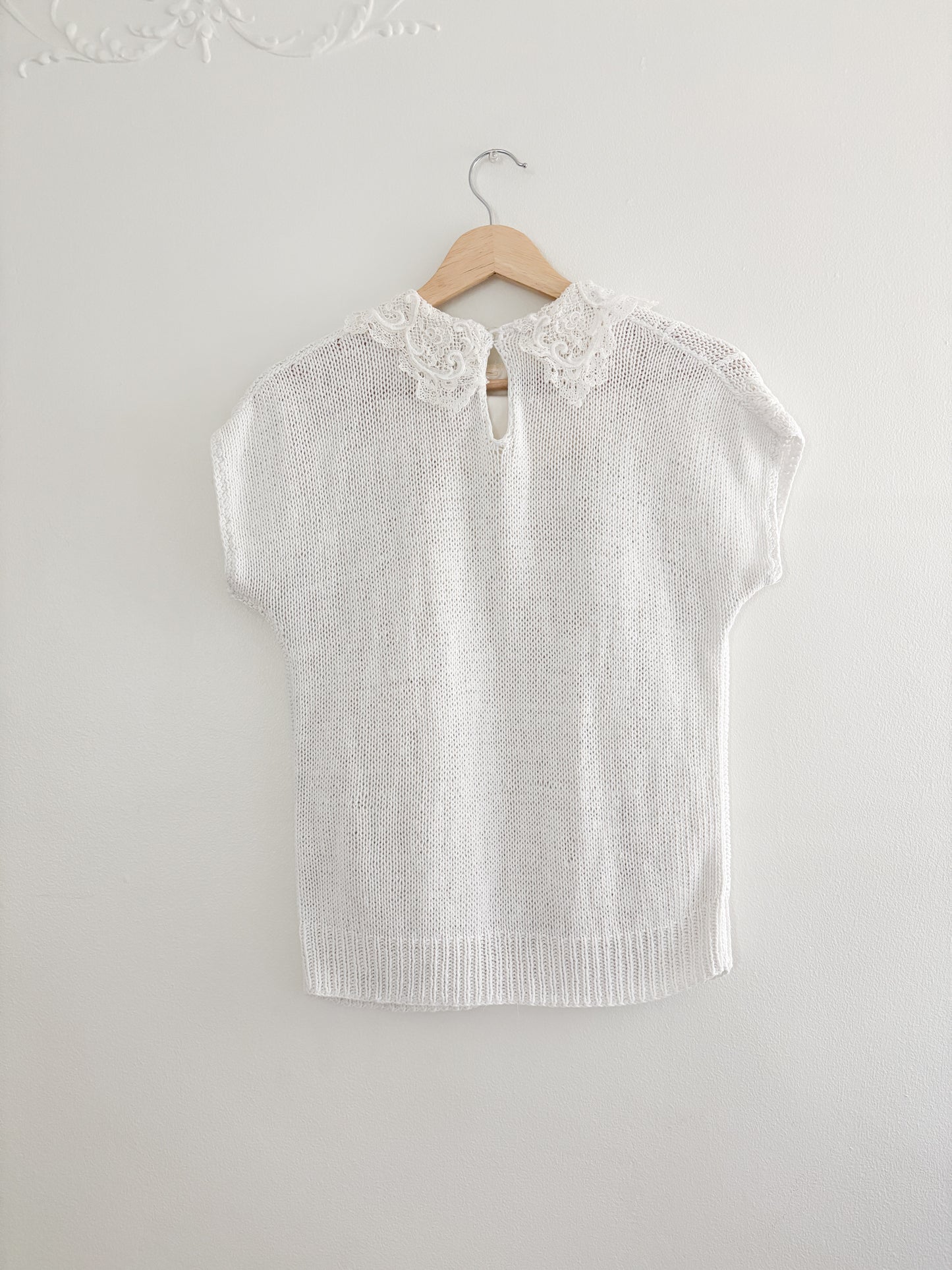 Vintage Hand Knit Collared Top (S)