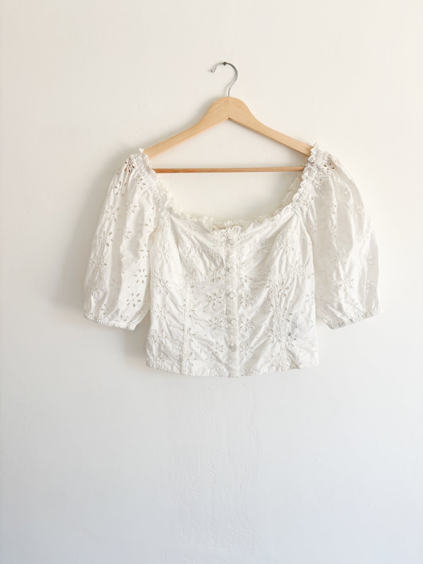 Gap Smocked Cotton Puff Sleeve Top (XS/S)