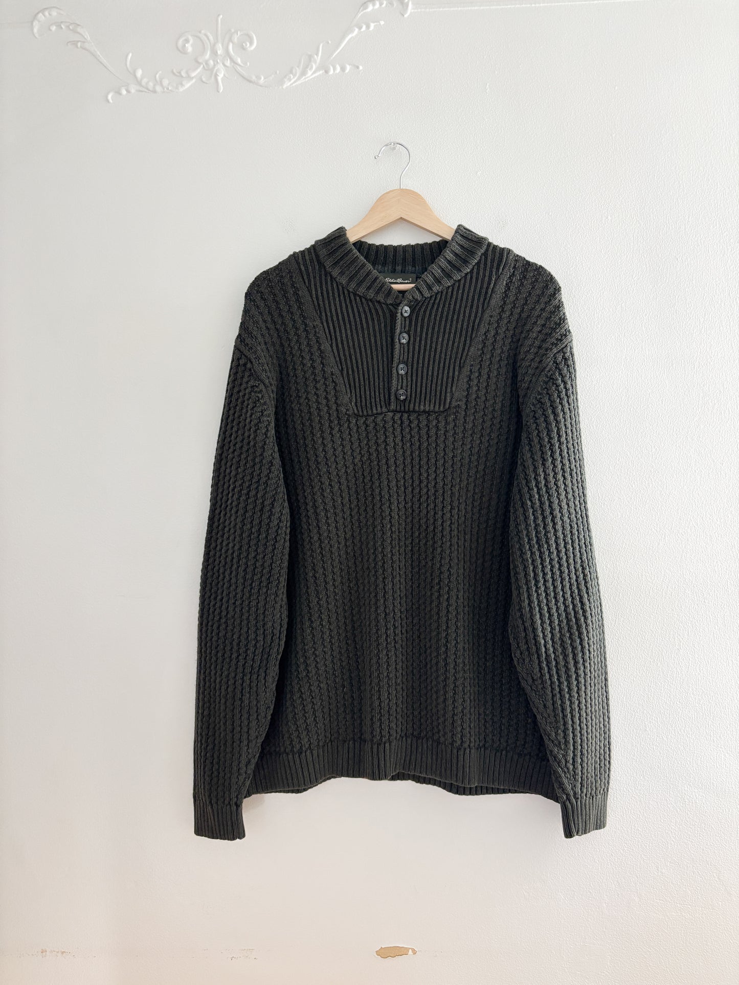 Eddie Bauer Forest Green Henley Sweater (XL)