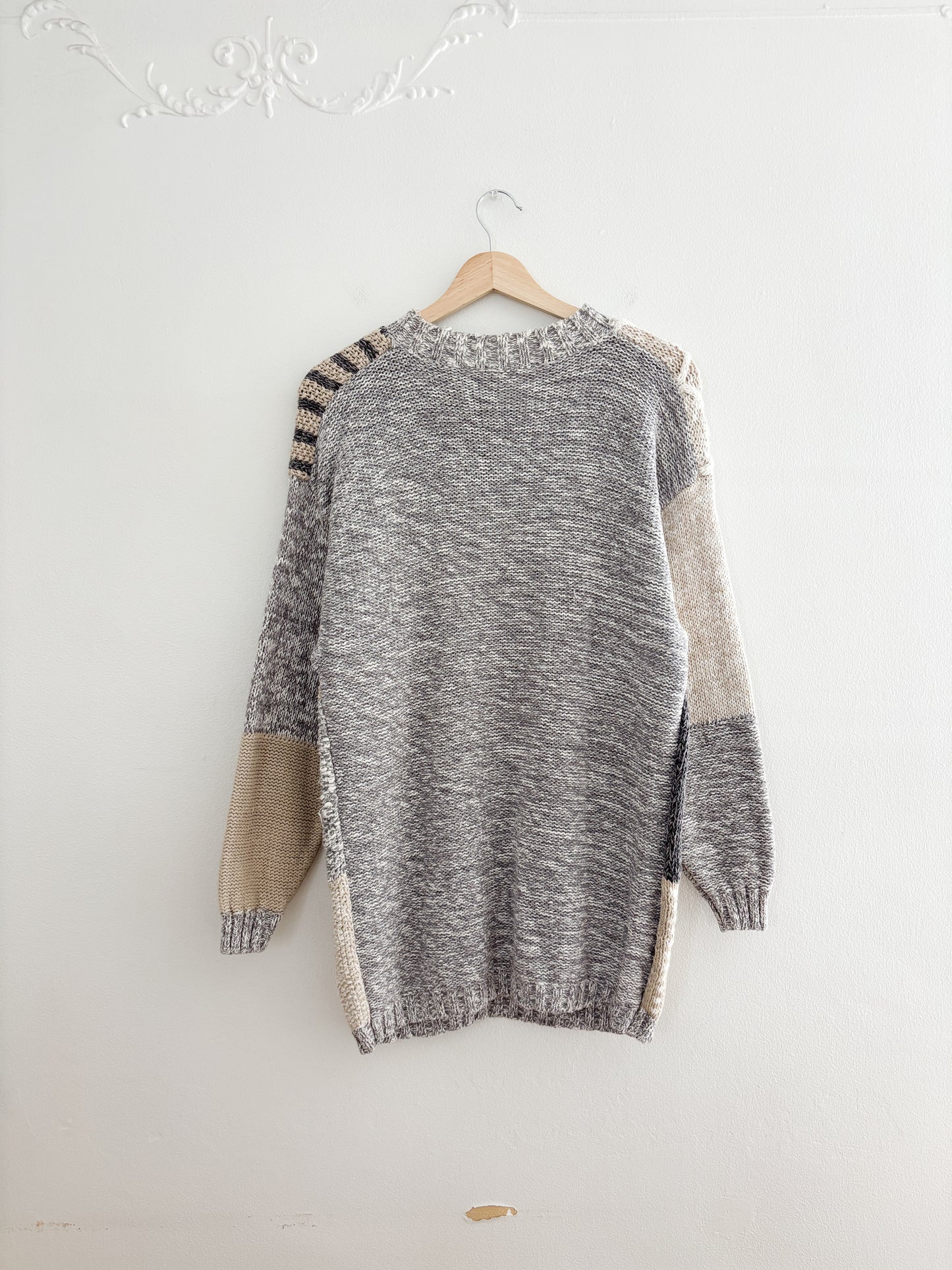 Vintage Patchwork Knit Sweater (M)