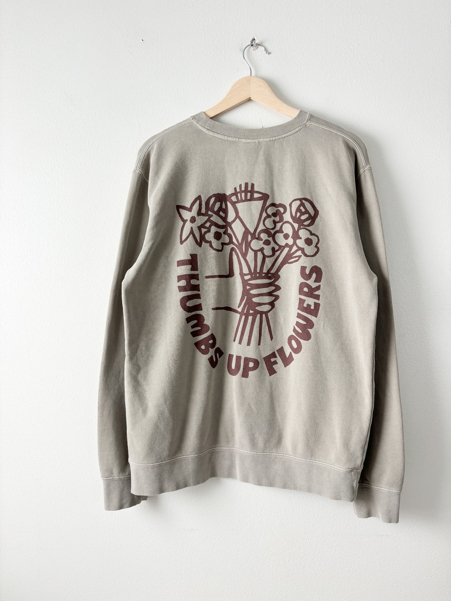 “Thumbs Up” Floral Printed Crewneck