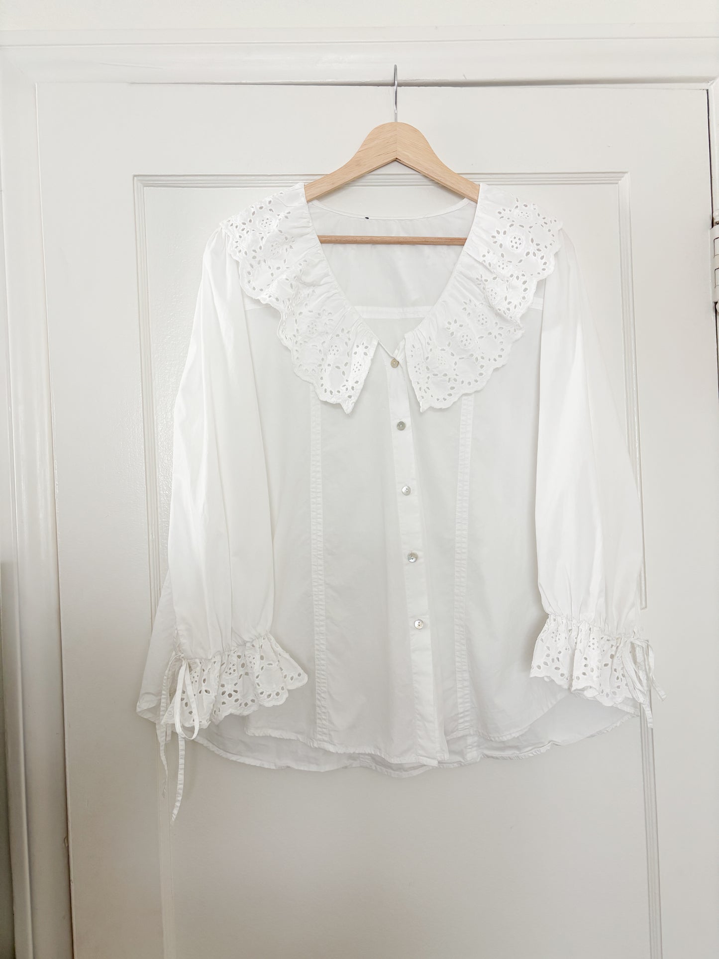 French Connection Eyelet Collar Blouse (M/L)