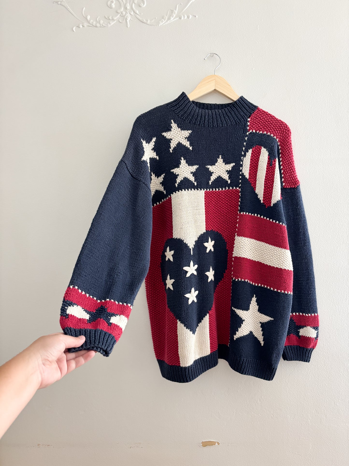 Vintage Hand Knit Patterned Sweater (XL)