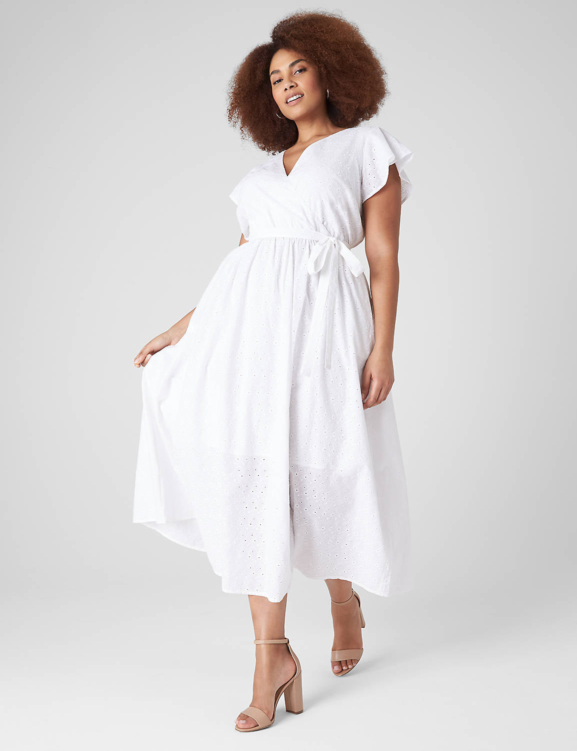Lane Bryant Flutter Sleeve Eyelet Maxi Dress (L/XL)